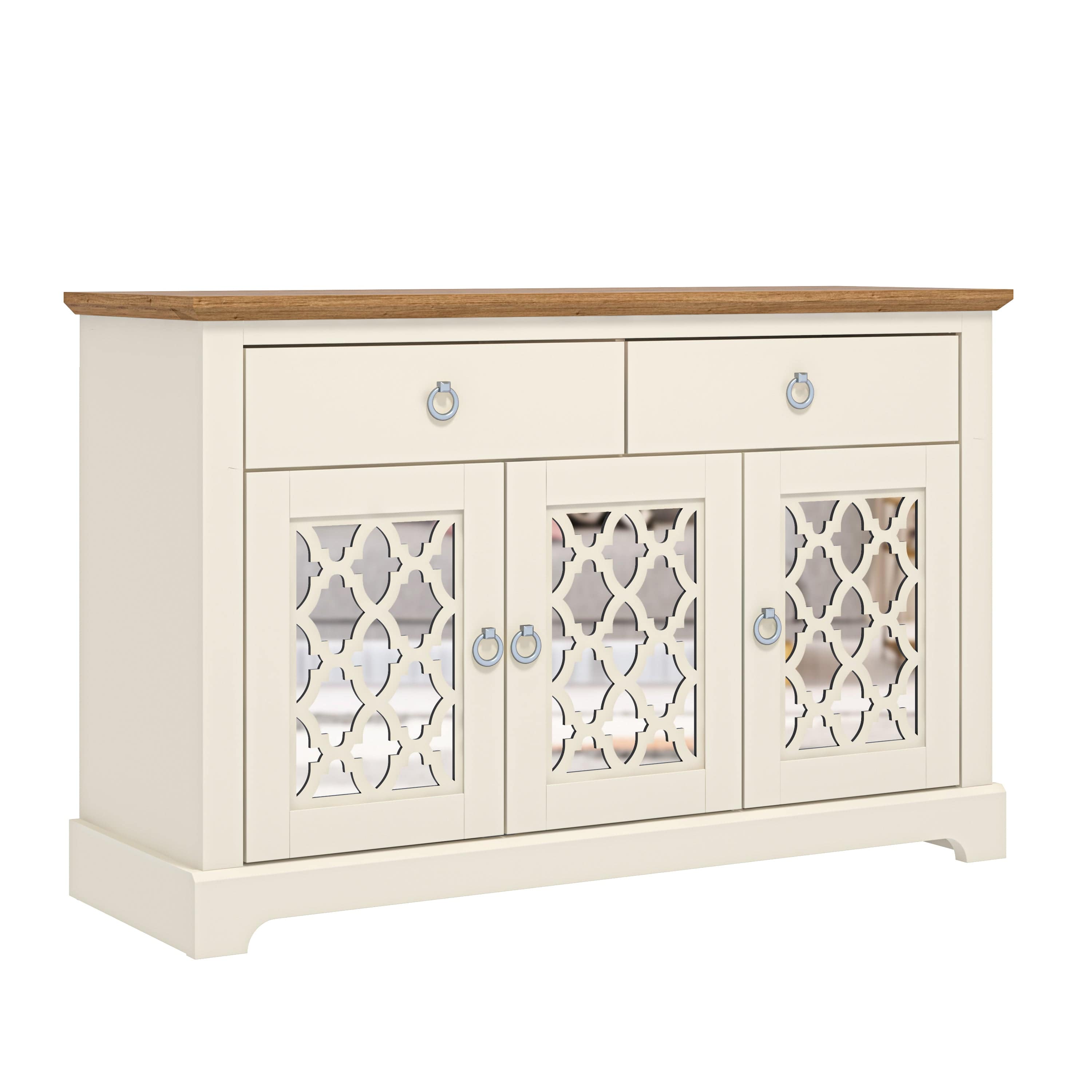 GFW Sideboard Honiton 3 Door 2 Drawer Sideboard Ivory Bed Kings
