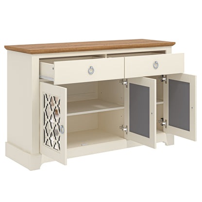 GFW Sideboard Honiton 3 Door 2 Drawer Sideboard Ivory Bed Kings