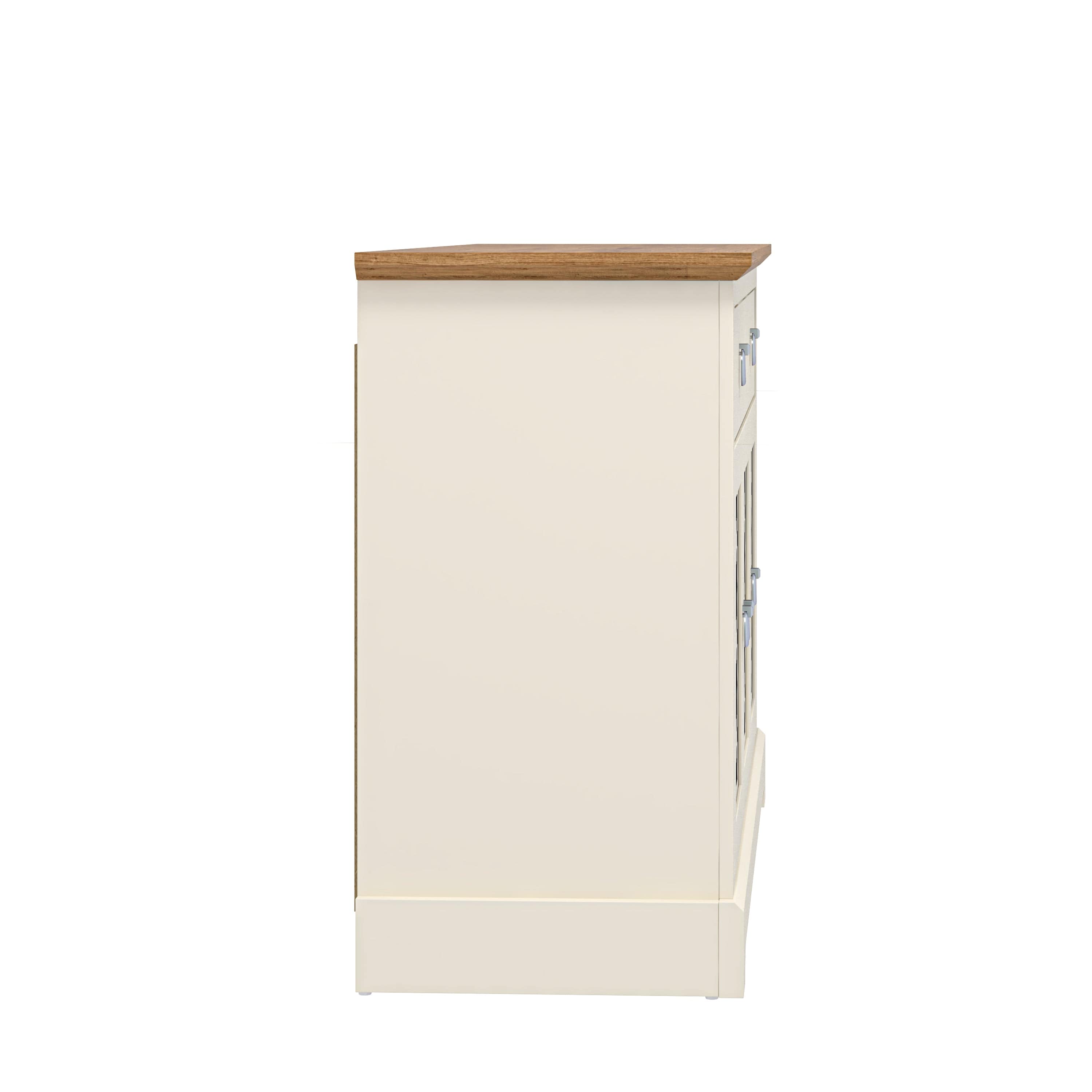 GFW Sideboard Honiton 3 Door 2 Drawer Sideboard Ivory Bed Kings