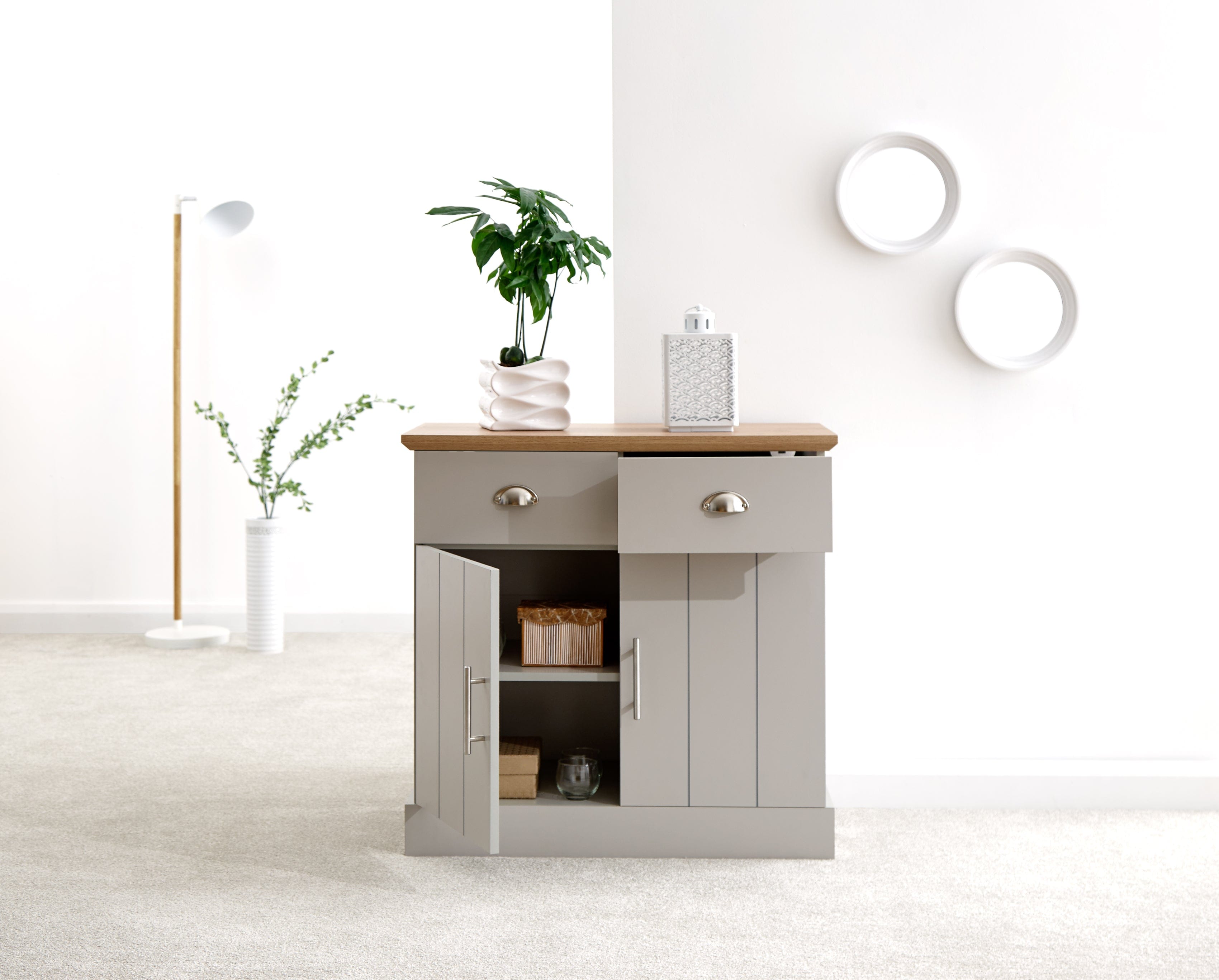 GFW Sideboard Kendal Compact Sideboard Grey Bed Kings