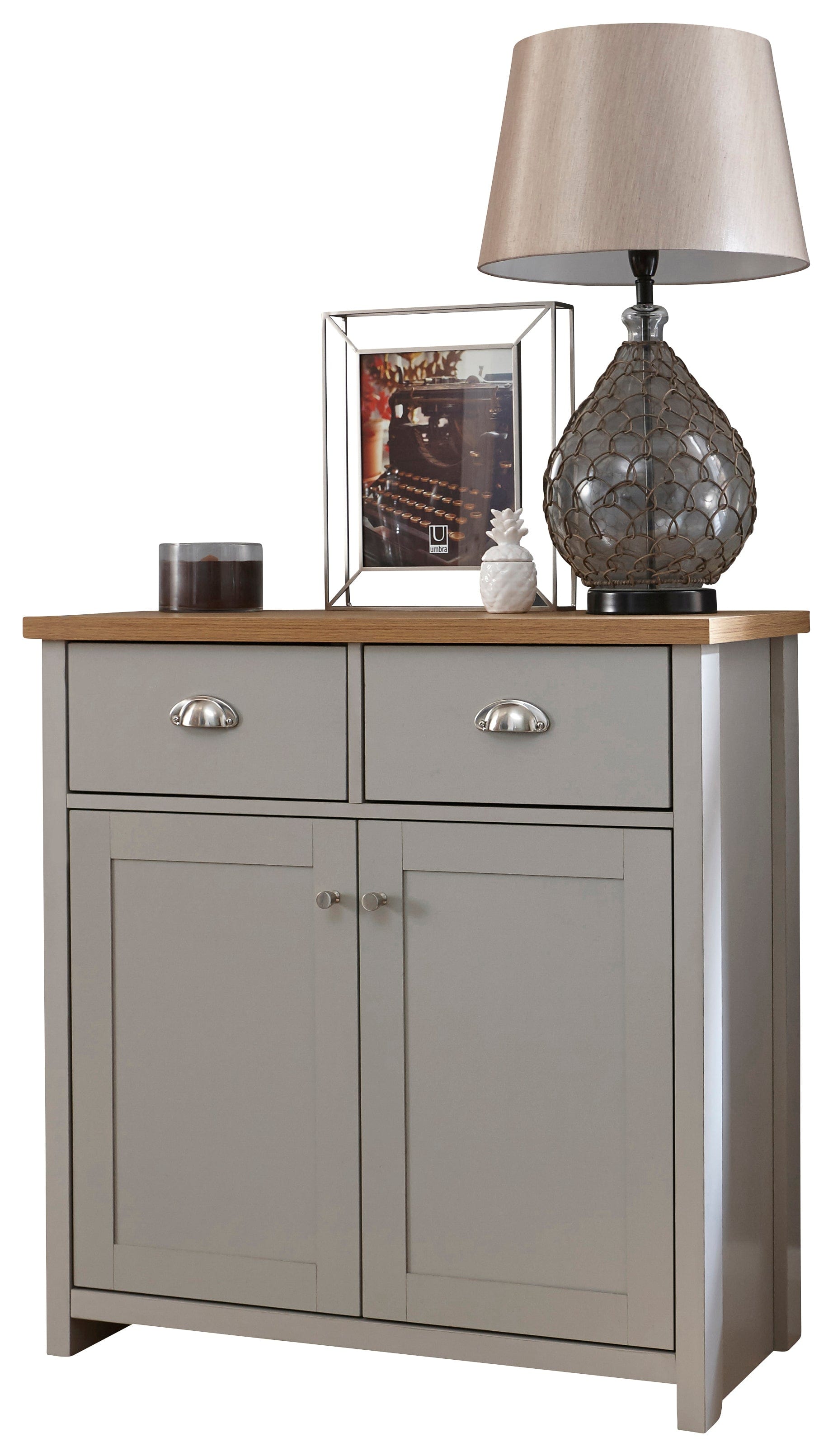 GFW Sideboard Lancaster Compact Sideboard Grey Bed Kings