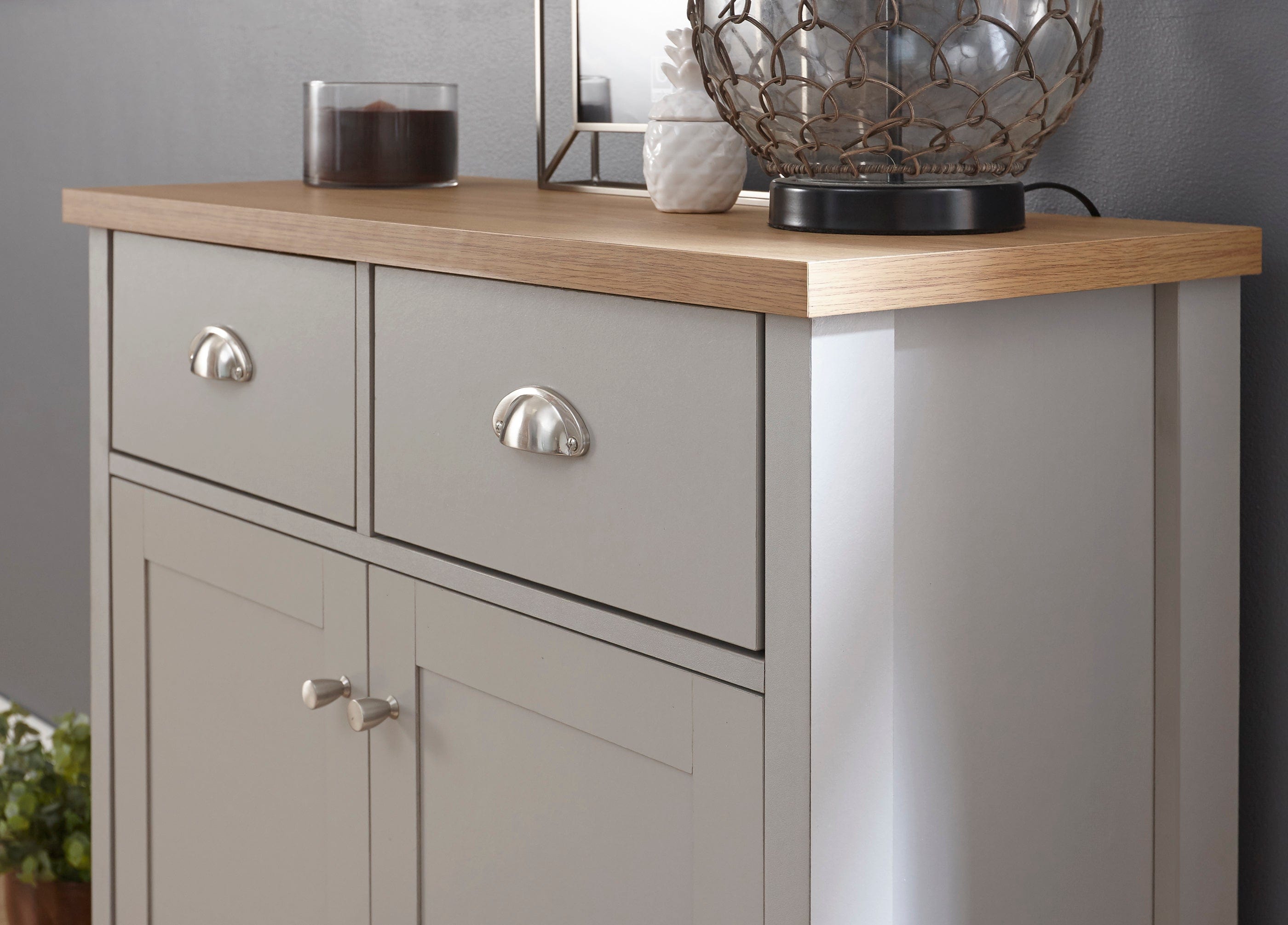 GFW Sideboard Lancaster Compact Sideboard Grey Bed Kings