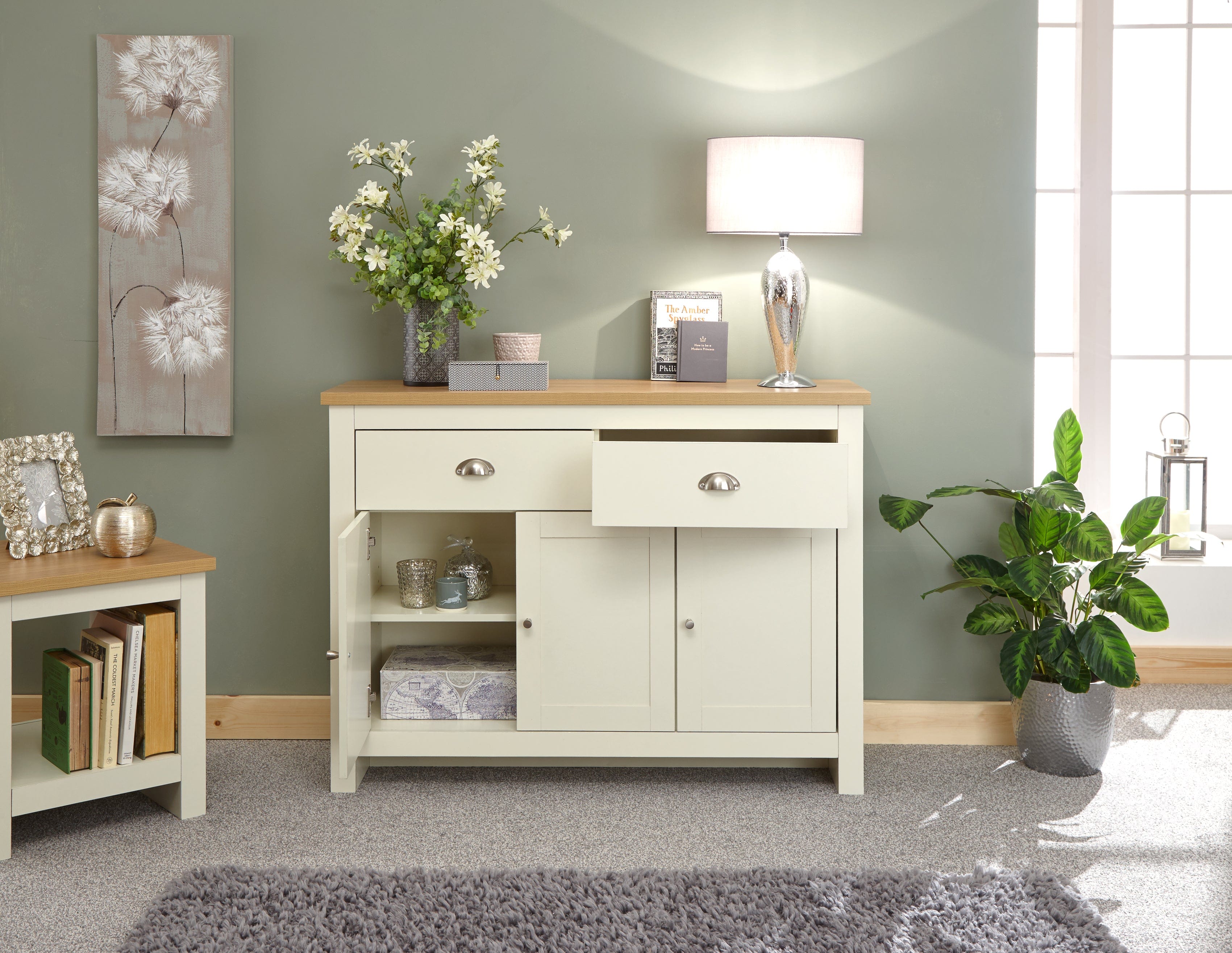 GFW Sideboard Lancaster Large Sideboard Cream Bed Kings