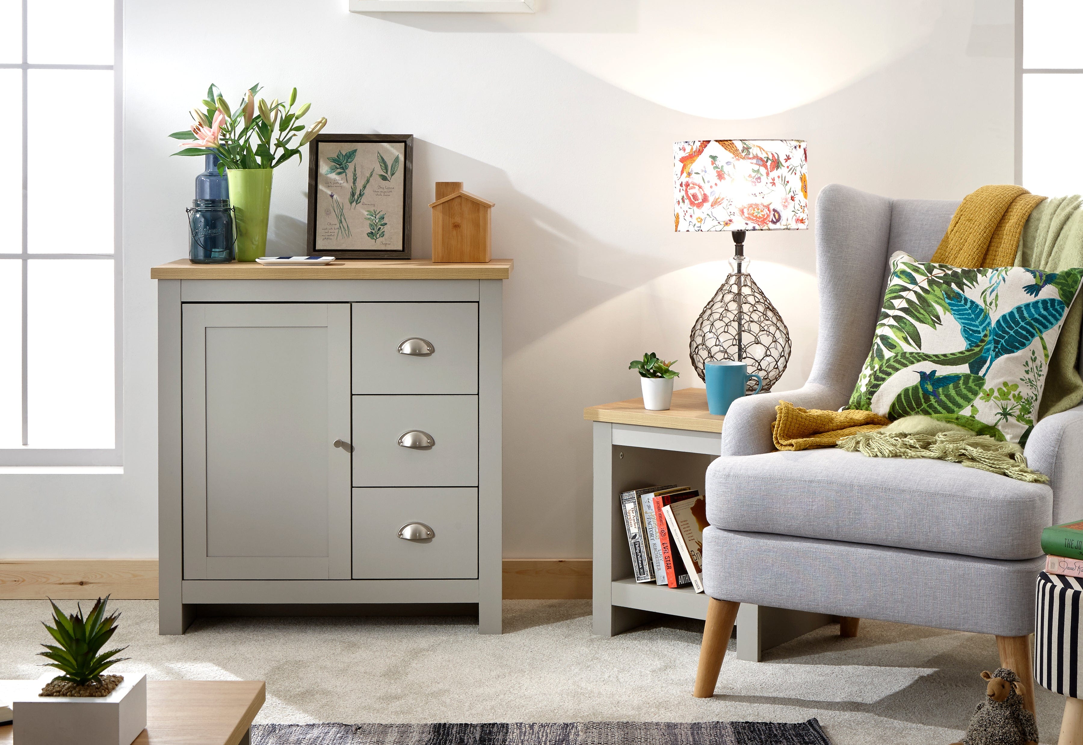 GFW Sideboard Lancaster Multi Unit Grey Bed Kings