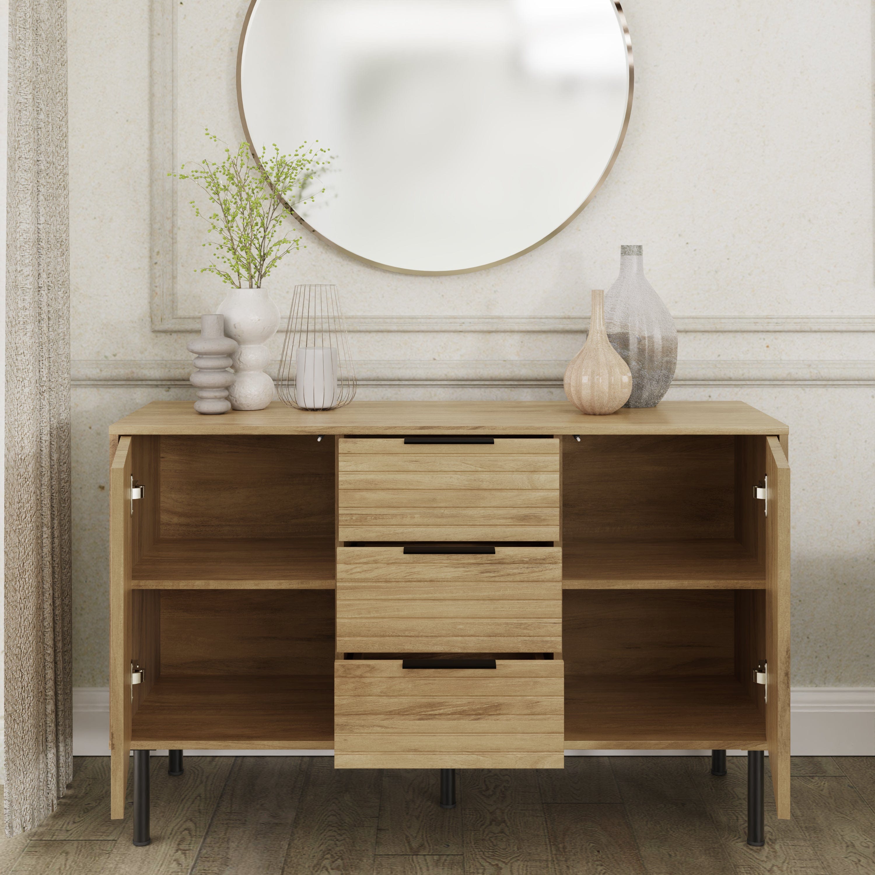 GFW Sideboard Nervata Sideboard Oak Bed Kings