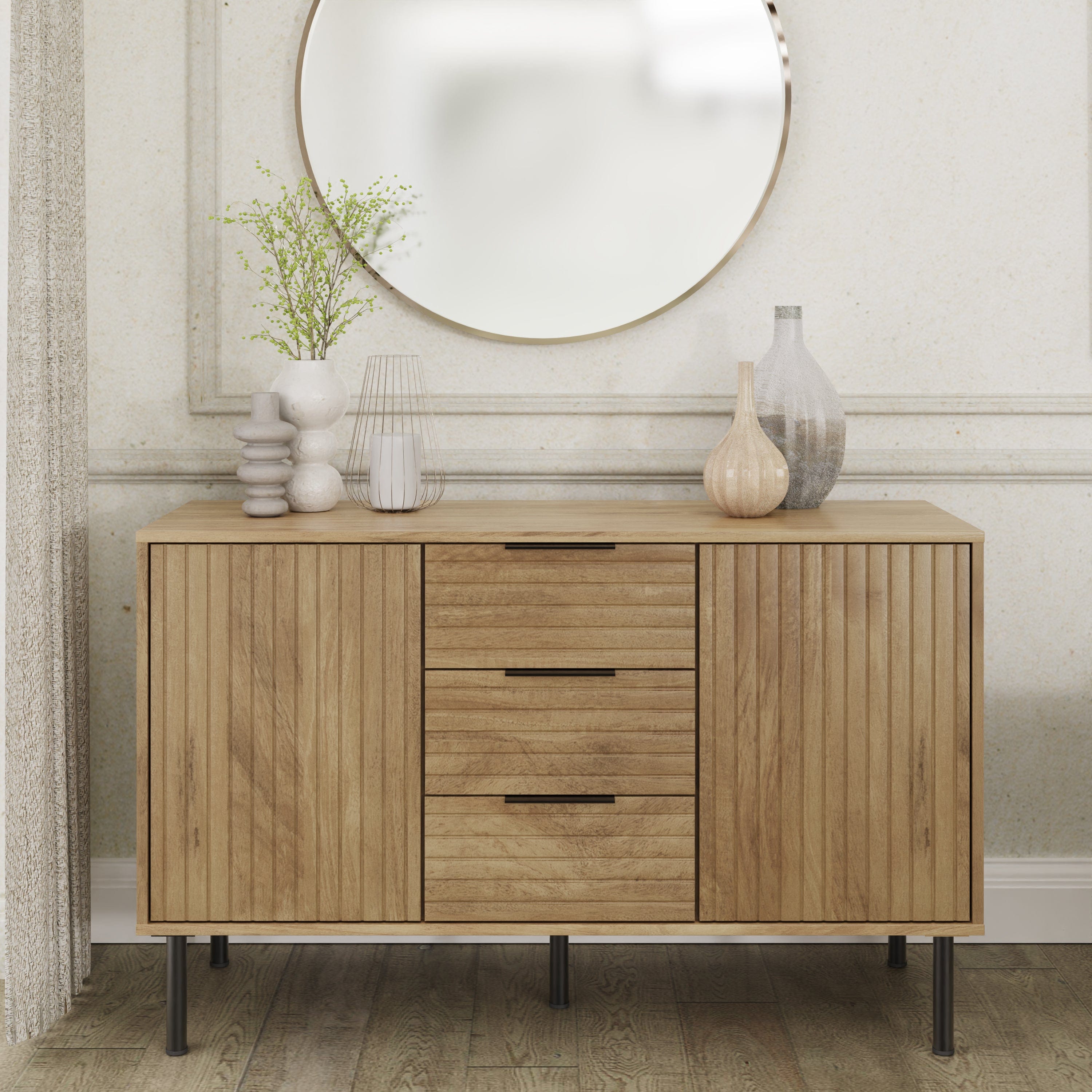 GFW Sideboard Nervata Sideboard Oak Bed Kings