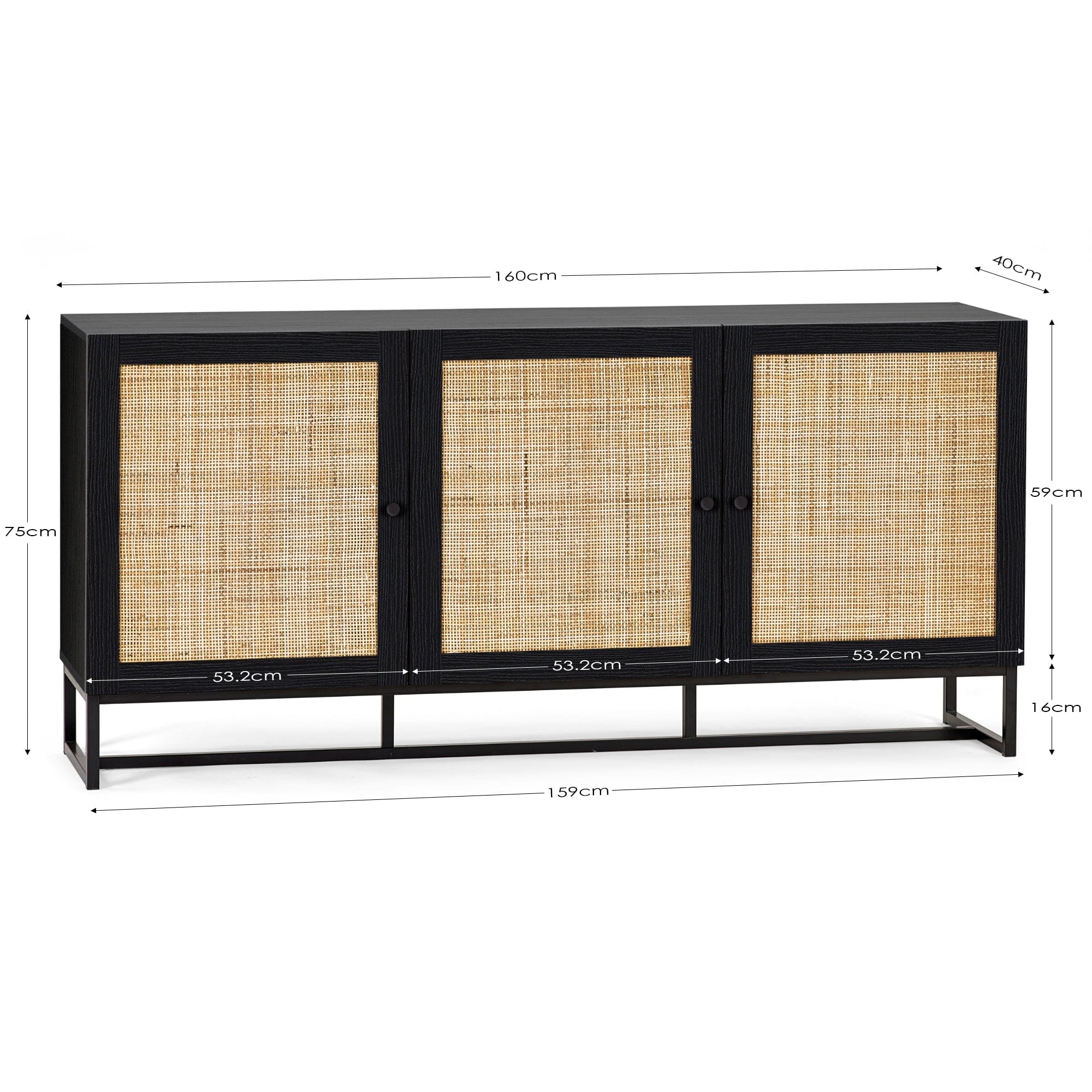 Julian Bowen Sideboard Padstow Sideboard - Black Bed Kings