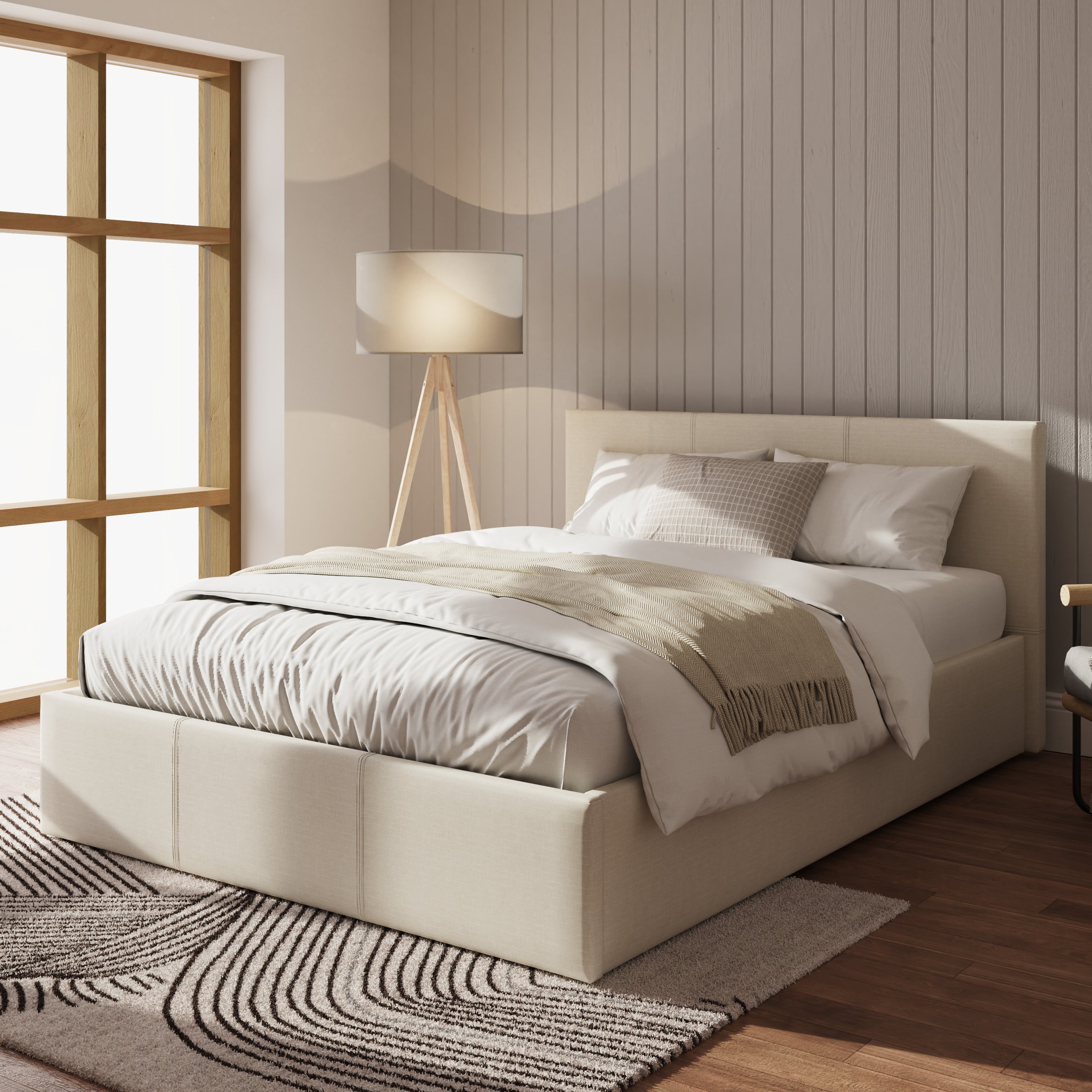 Side Lift Ottoman Bed Natural