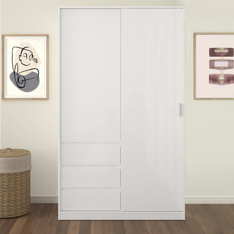 Naia Sliding Wardrobe with 1 Sliding door in High Gloss White - Furniture  To Go at Bed Kings