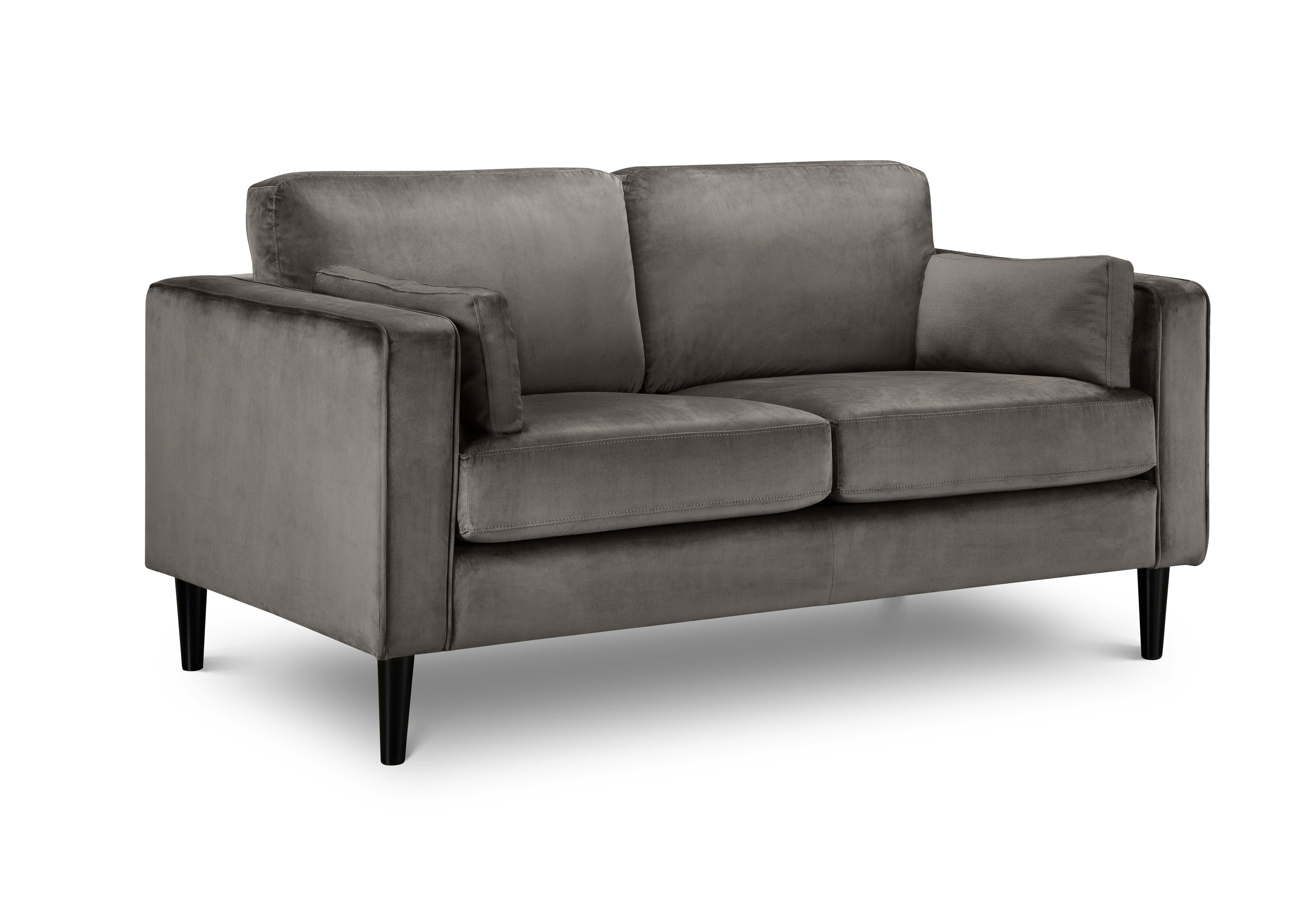 Julian Bowen Sofa Hayward Velvet Medium 2 Seater Sofa - Grey Bed Kings