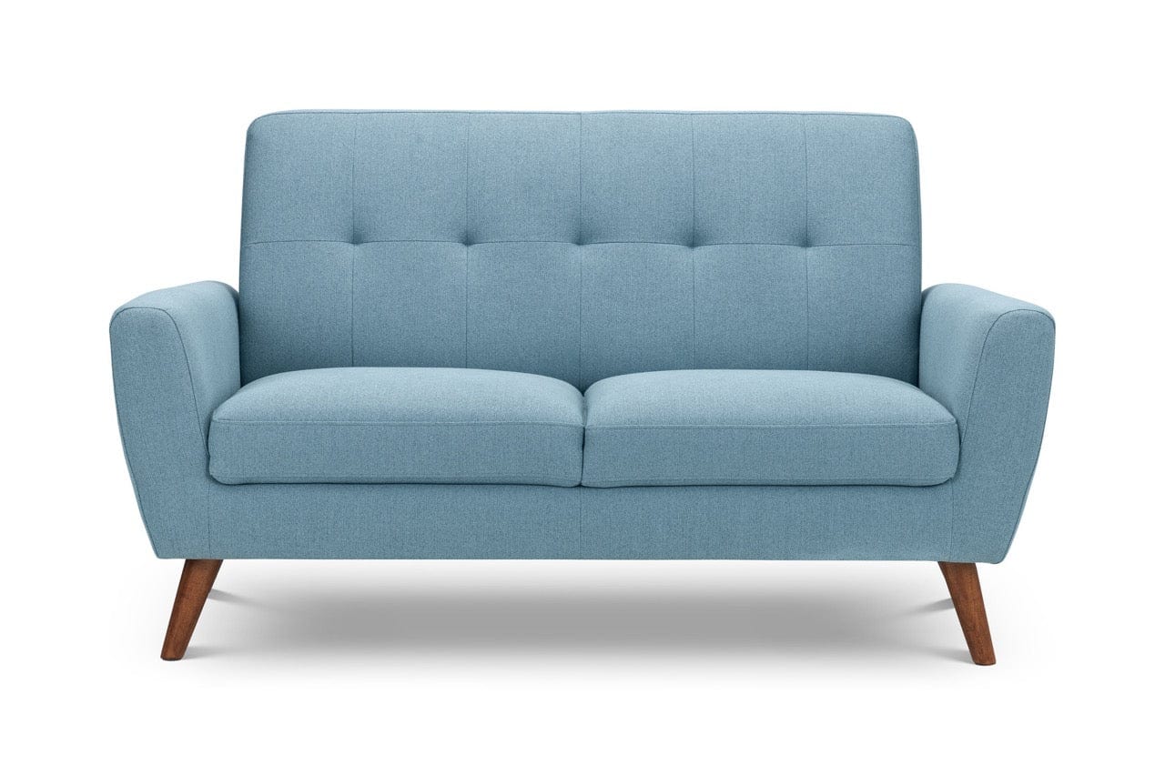 Julian Bowen Sofa Monza 2 Seater Compact Retro Sofa - Blue Bed Kings