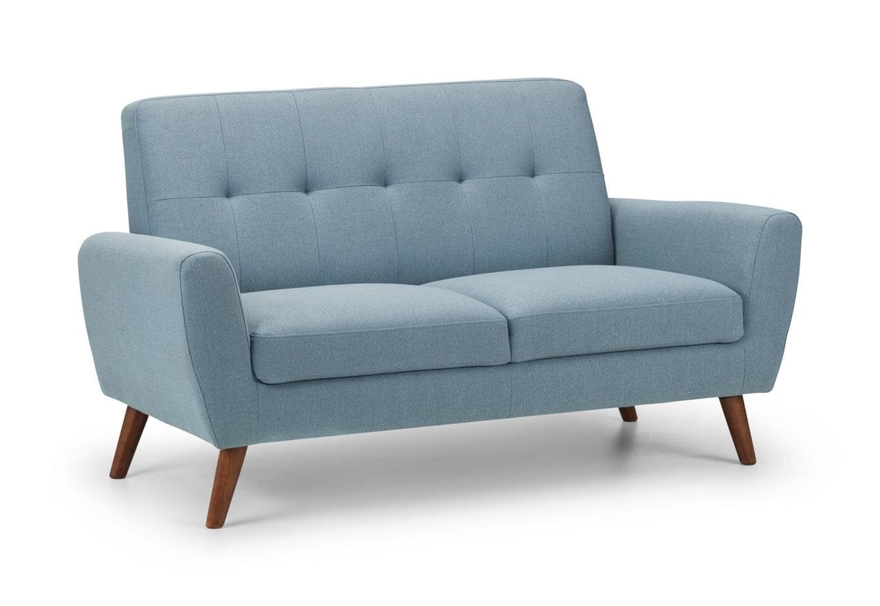 Julian Bowen Sofa Monza 2 Seater Compact Retro Sofa - Blue Bed Kings