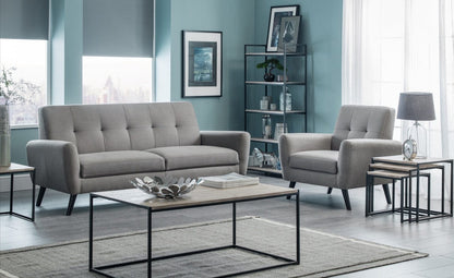 Julian Bowen sofa Monza 2 Seater Compact Retro Sofa - Grey Bed Kings
