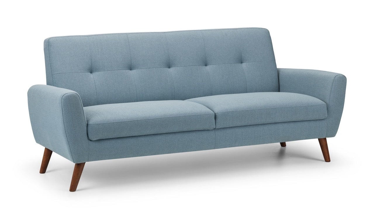 Julian Bowen Sofa Monza 3 Seater Compact Retro Sofa - Blue Bed Kings