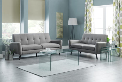 Julian Bowen Sofa Monza 3 Seater Compact Retro Sofa - Grey Bed Kings
