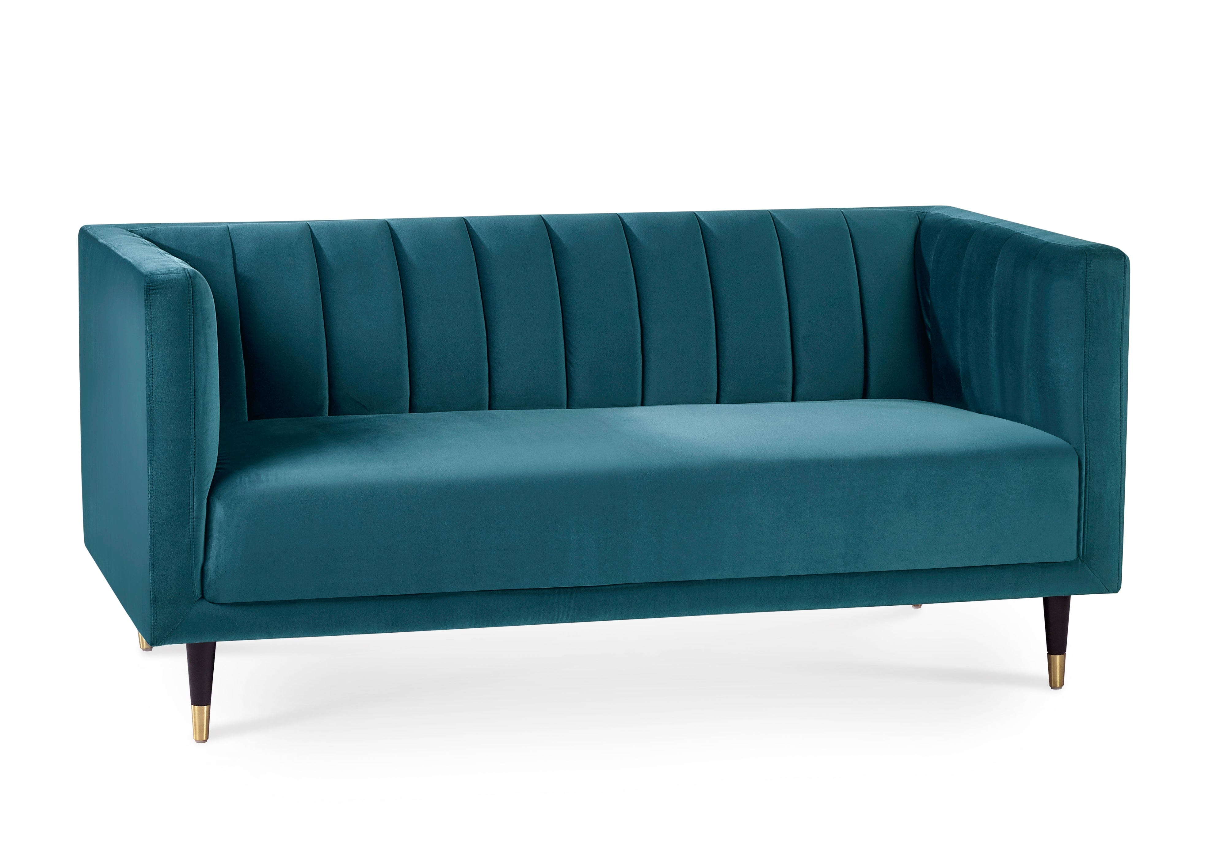 Julian Bowen Sofa Salma Scalloped Back 2 Seater - Teal Bed Kings