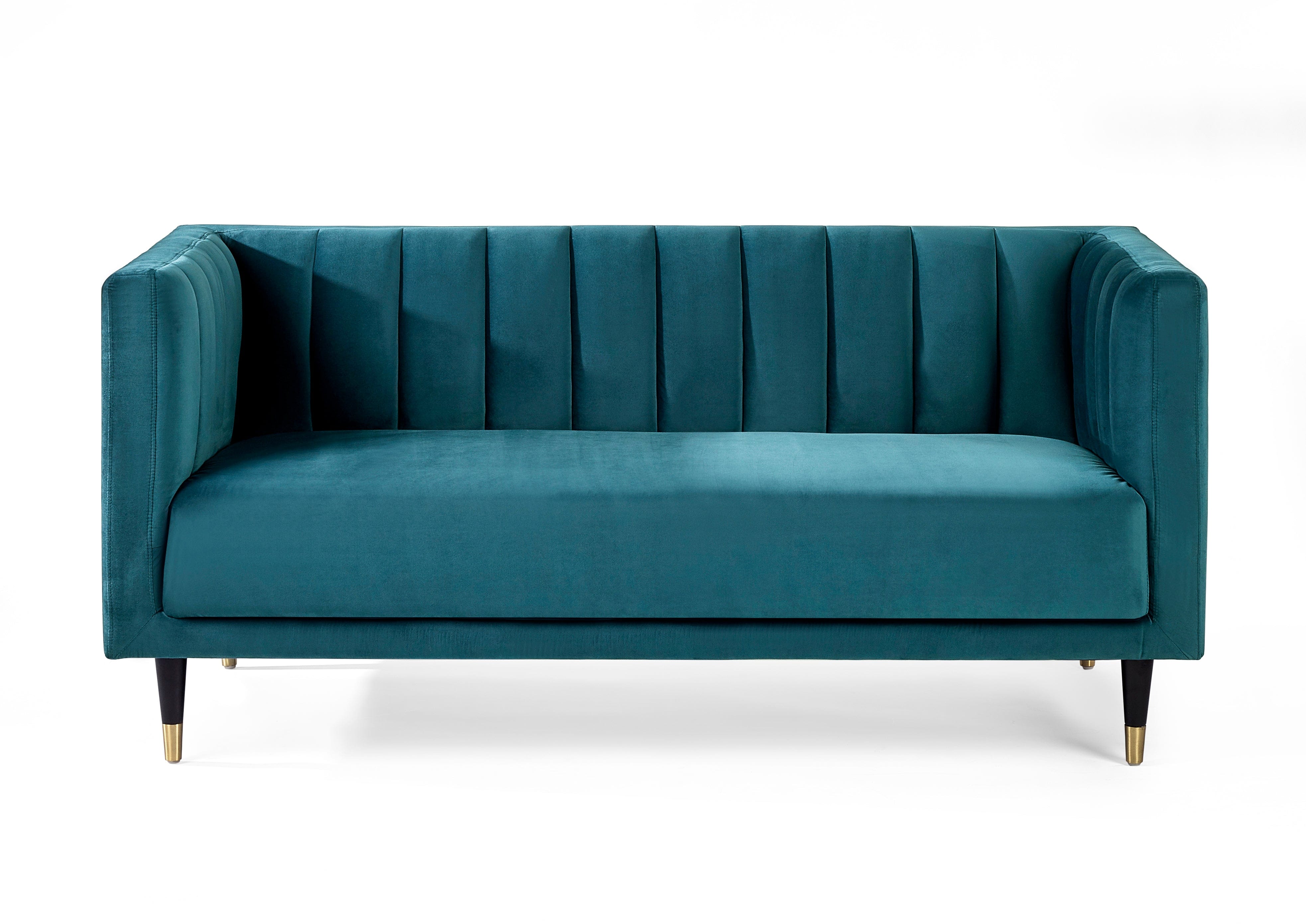 Julian Bowen Sofa Salma Scalloped Back 2 Seater - Teal Bed Kings