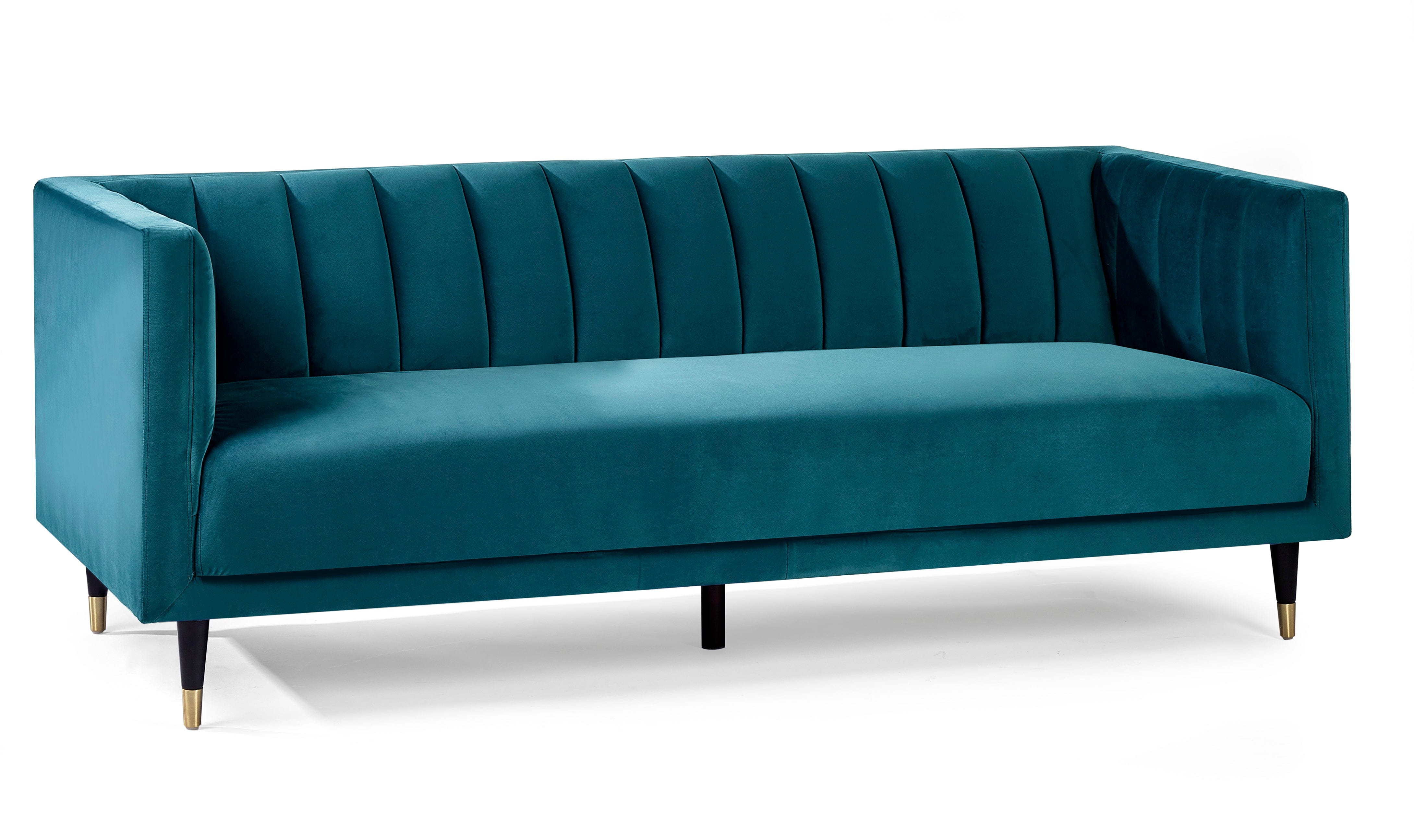 Julian Bowen Sofa Salma Scalloped Back 3 Seater - Teal Bed Kings