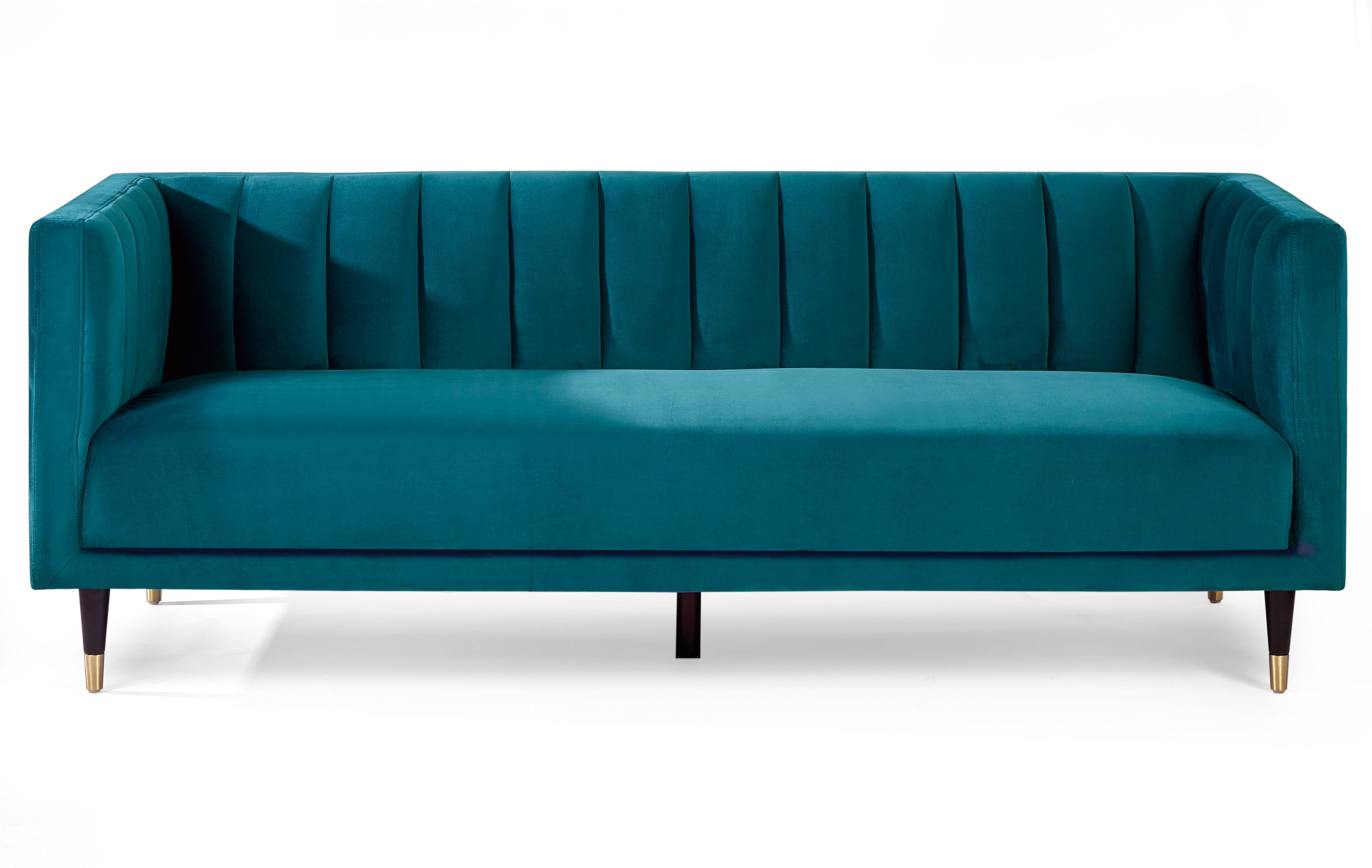 Julian Bowen Sofa Salma Scalloped Back 3 Seater - Teal Bed Kings