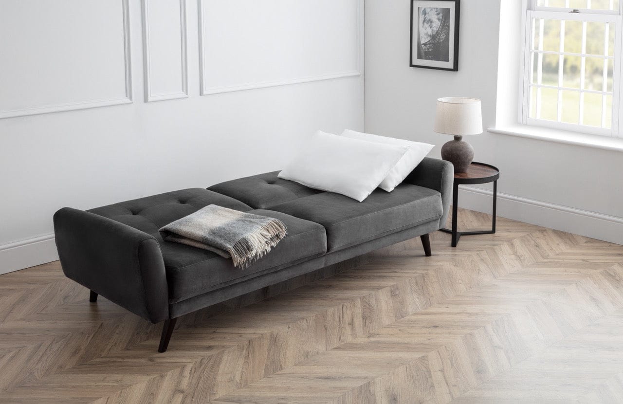 Julian Bowen Sofabeds Monza Sofabed In Dark Grey Velvet Bed Kings