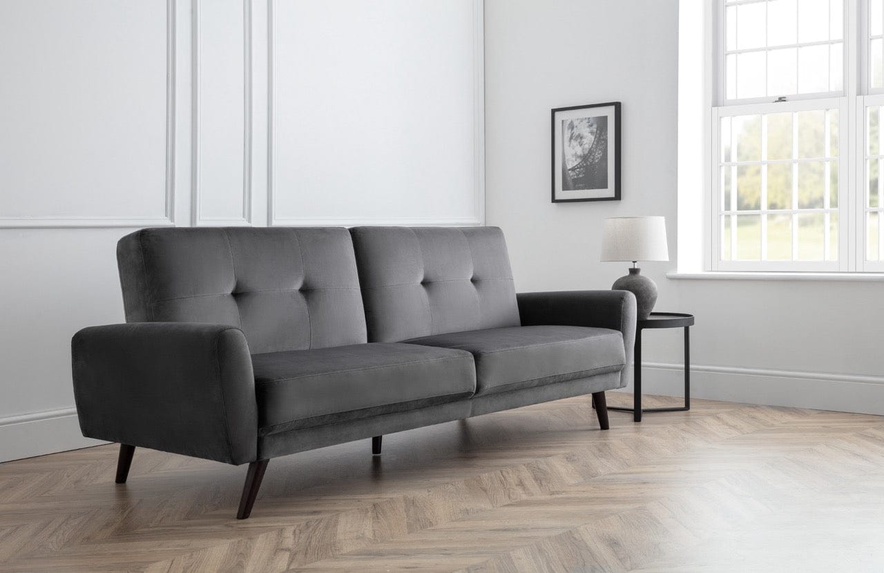 Julian Bowen Sofabeds Monza Sofabed In Dark Grey Velvet Bed Kings