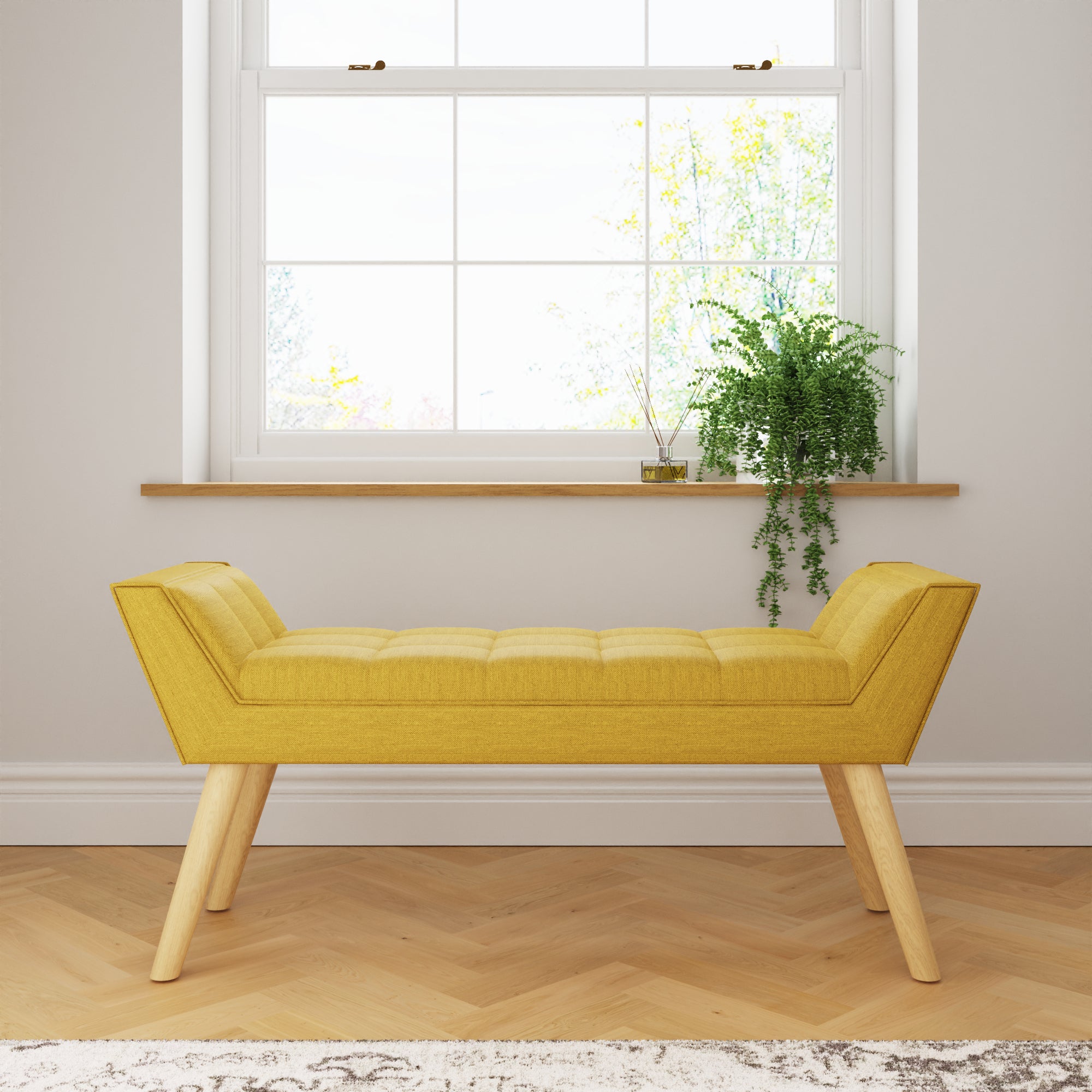 Milan Upholstered Bench Mustard