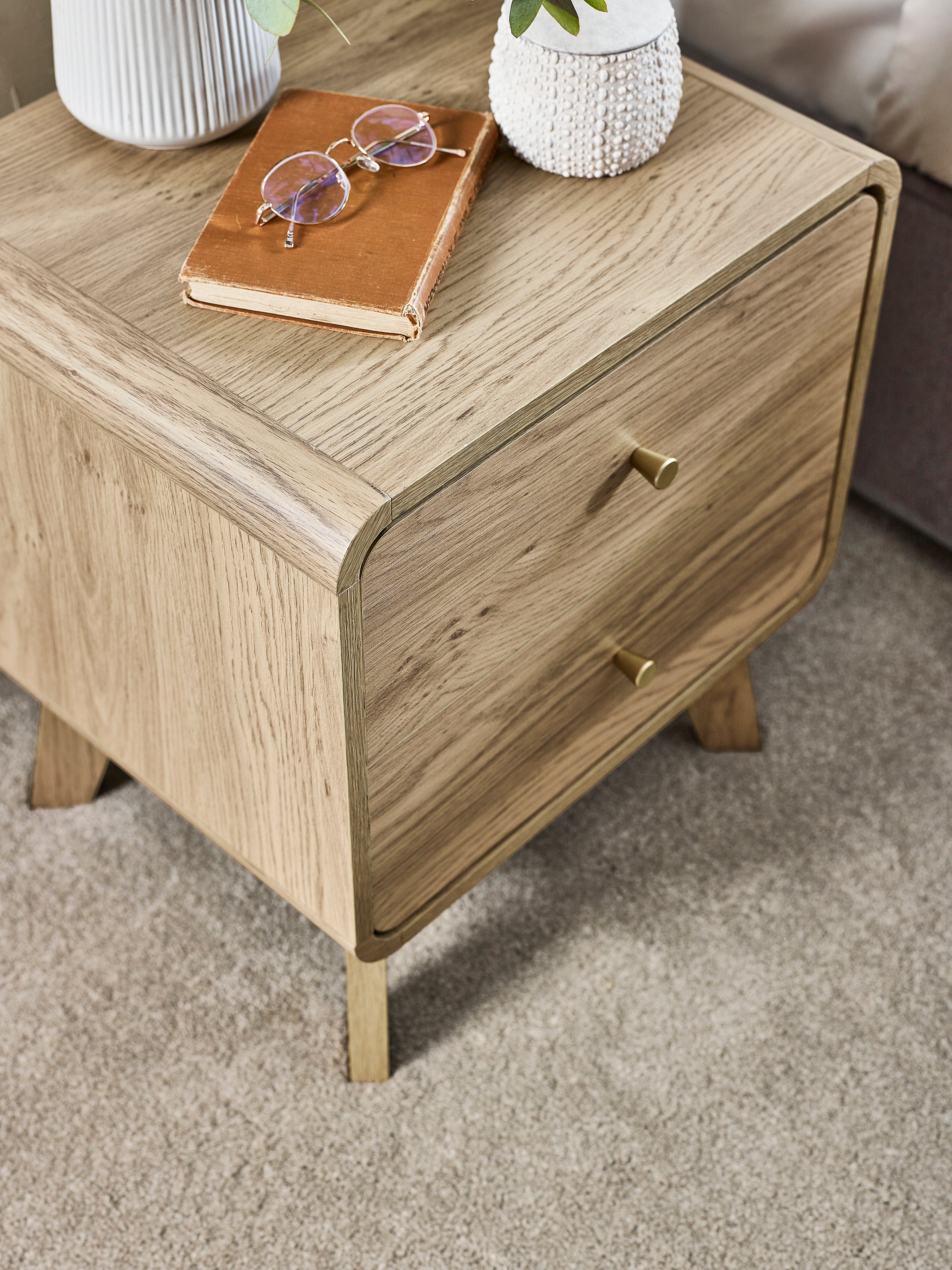 Ingrid 2 Drawer Bedside Oak