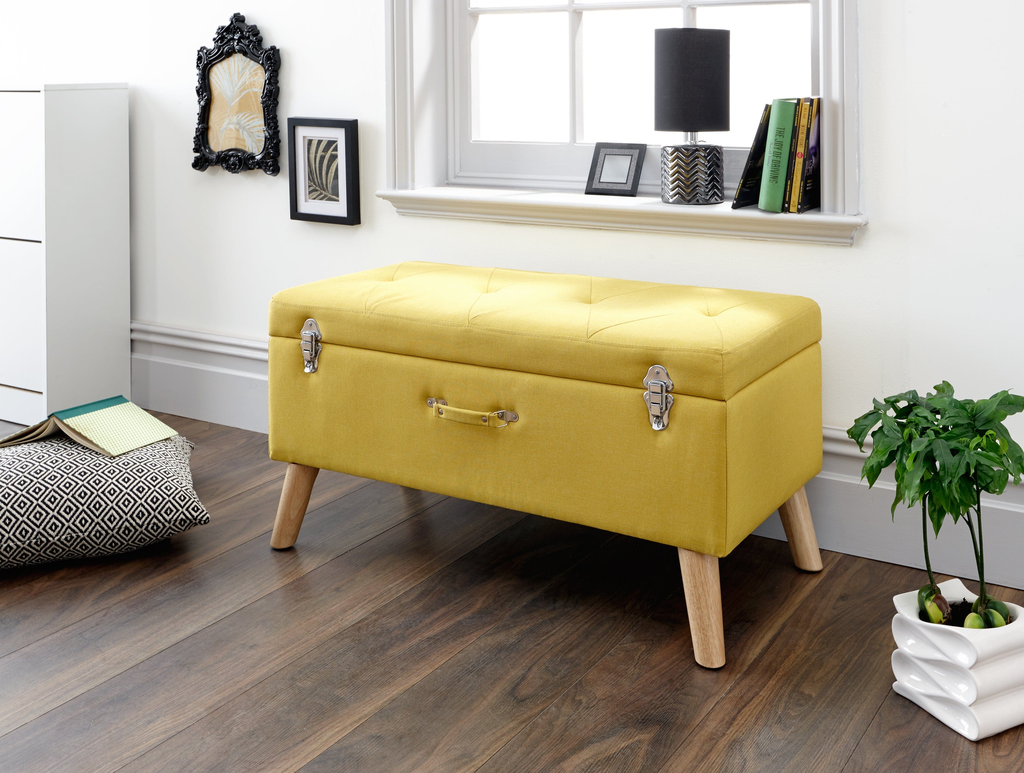 GFW Storage Ottoman Minstrel Storage Ottoman Large Mustard Bed Kings