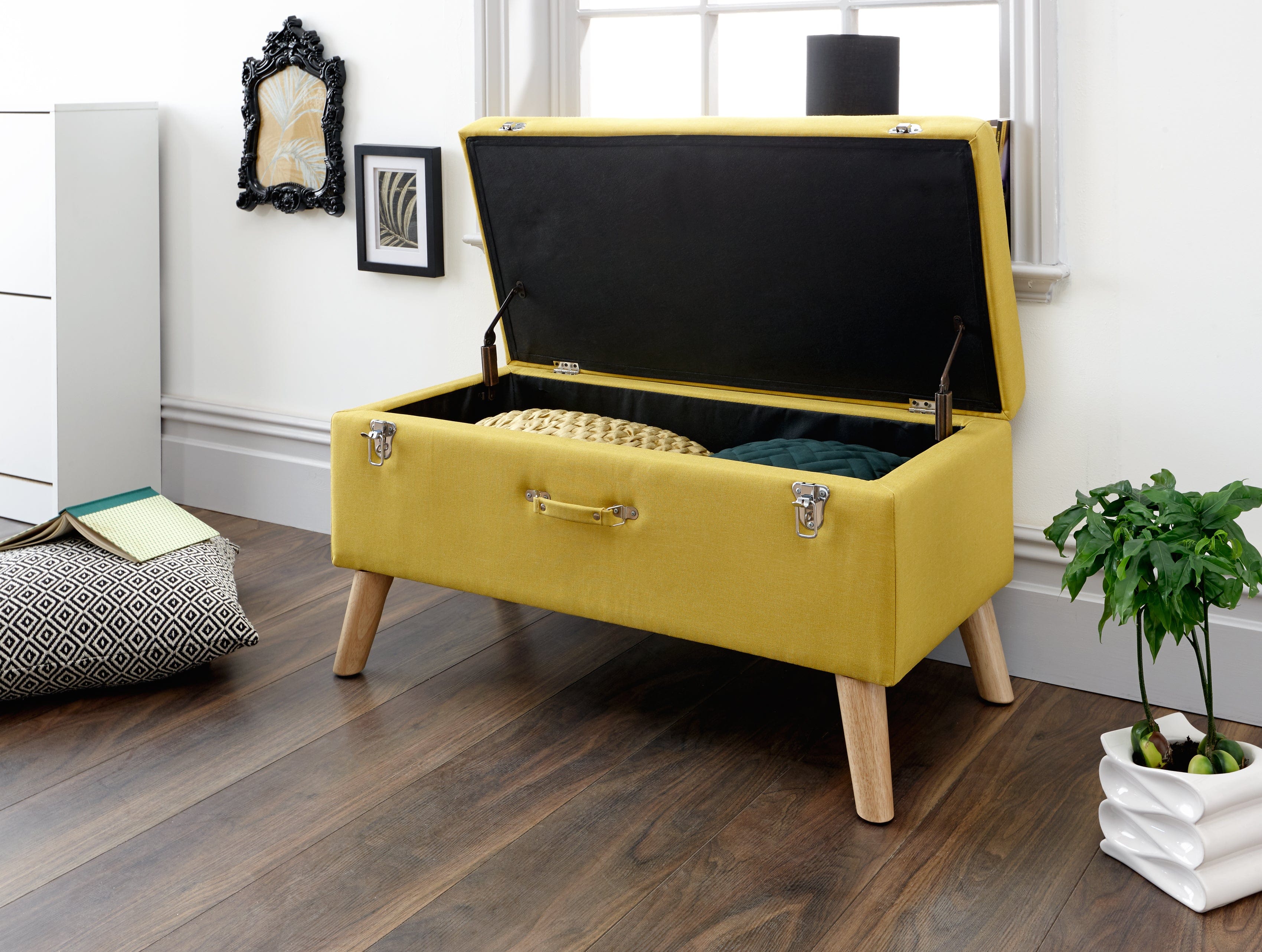 GFW Storage Ottoman Minstrel Storage Ottoman Large Mustard Bed Kings