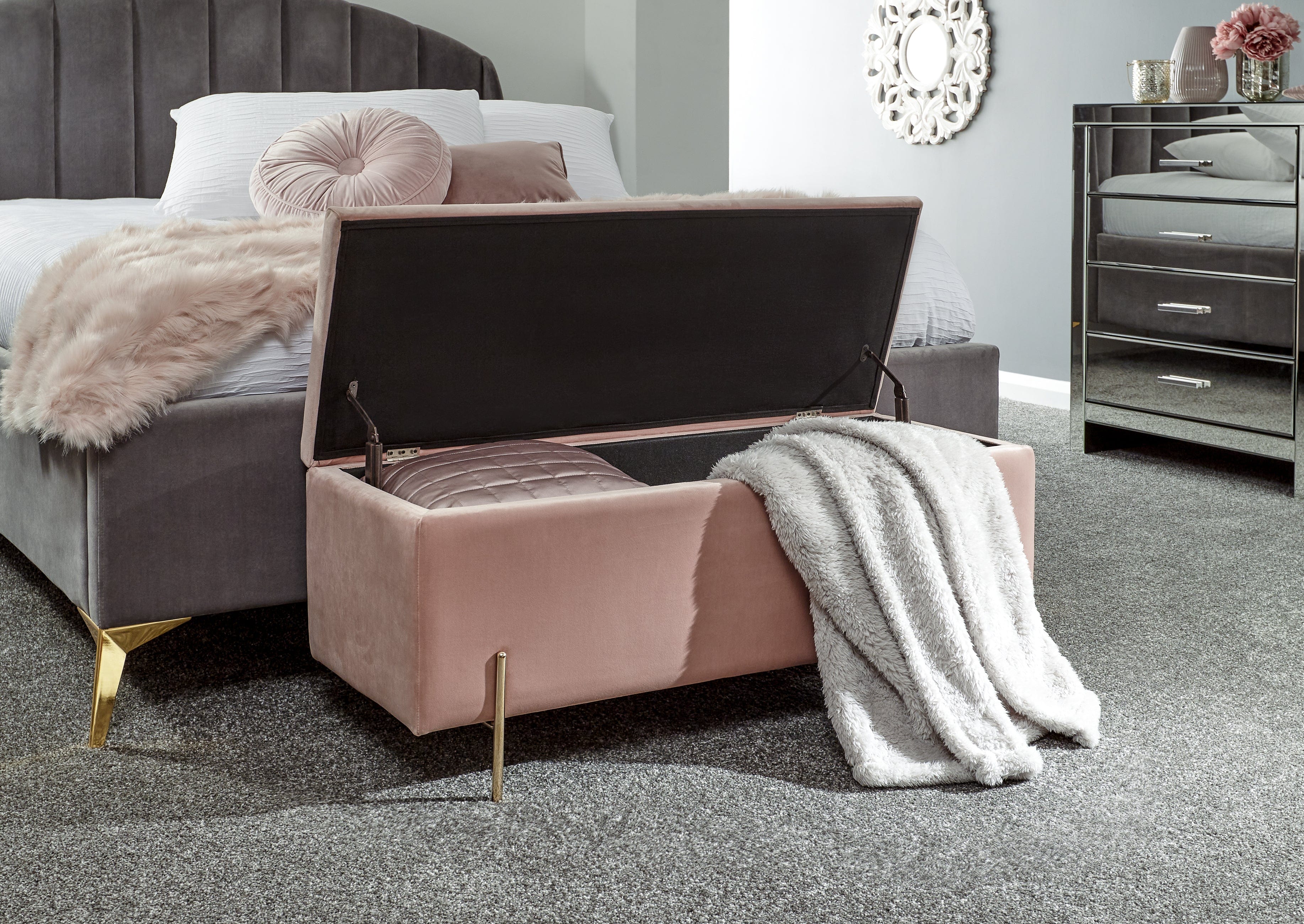 GFW Storage Ottoman Mystica Ottoman Storage Bench Blush Pink Bed Kings