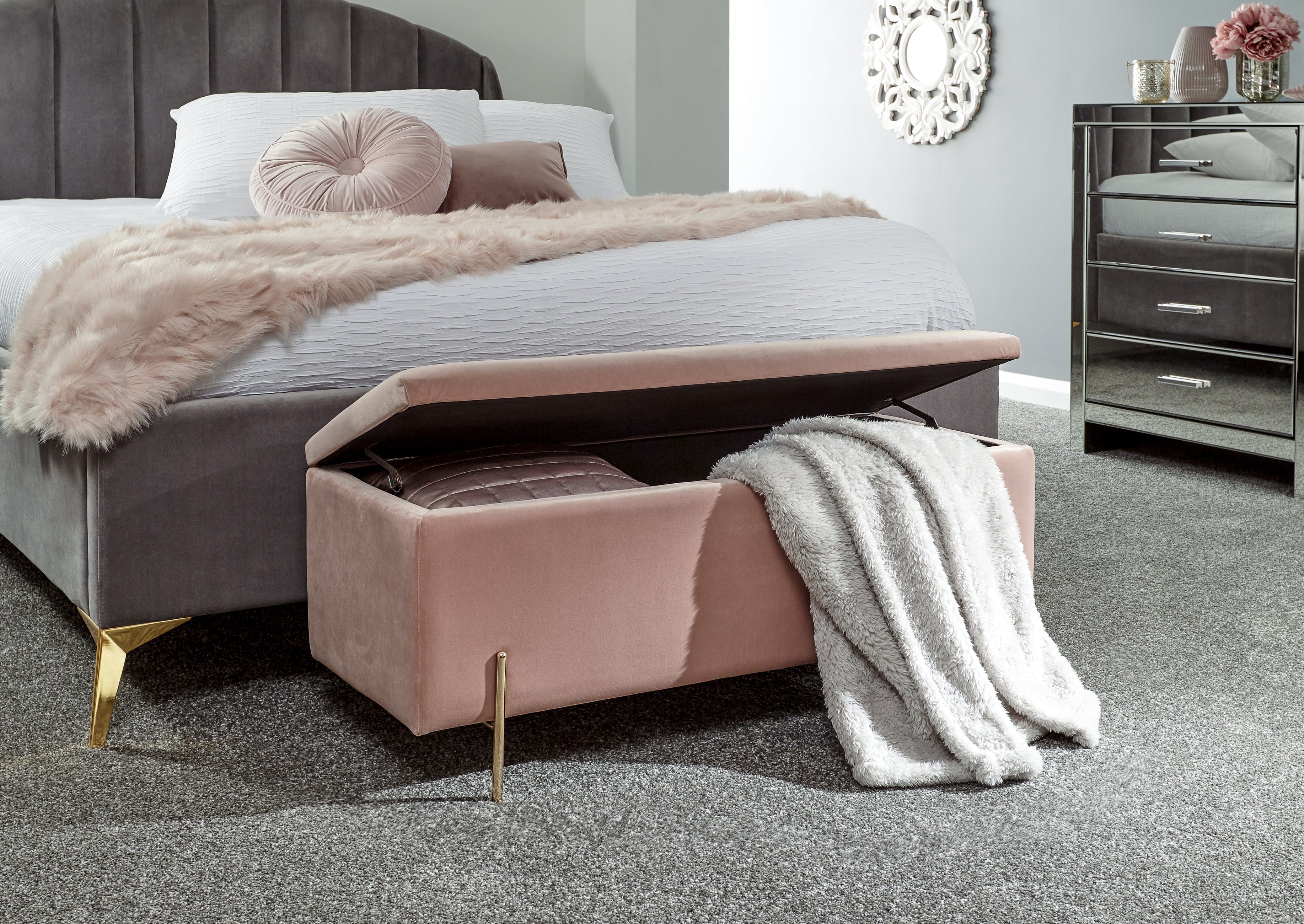 GFW Storage Ottoman Mystica Ottoman Storage Bench Blush Pink Bed Kings