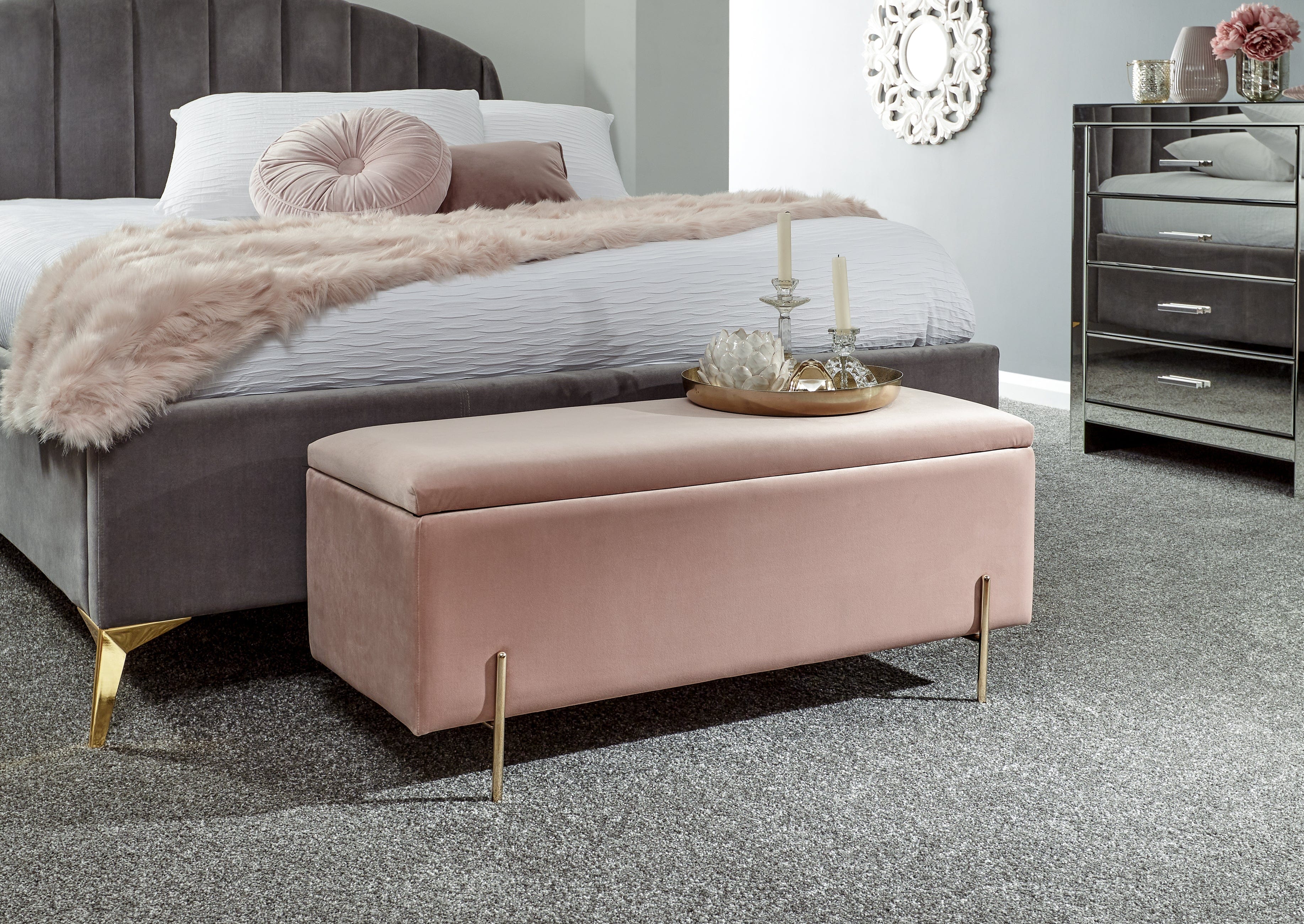 GFW Storage Ottoman Mystica Ottoman Storage Bench Blush Pink Bed Kings