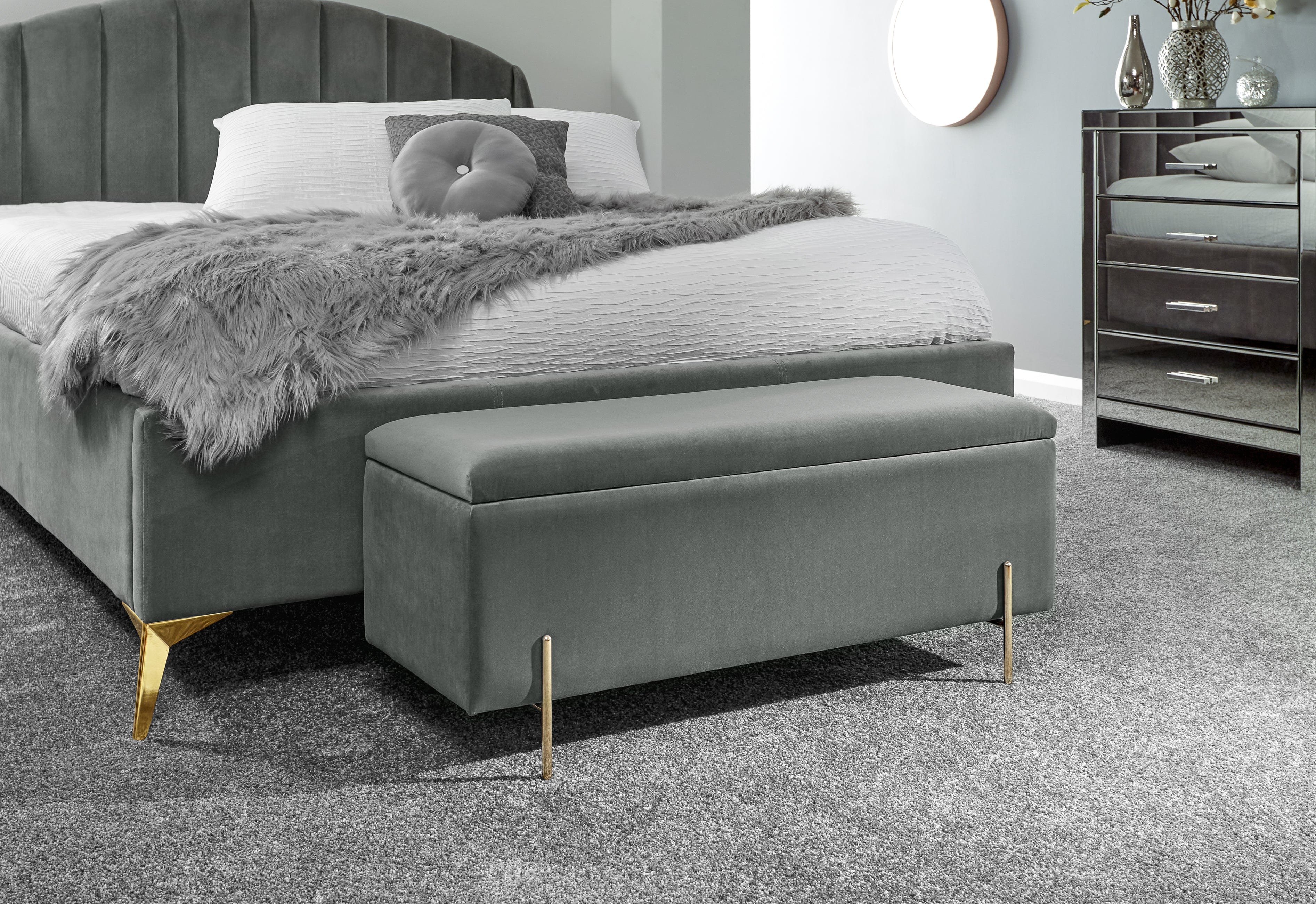 GFW Storage Ottoman Mystica Ottoman Storage Bench Grey Bed Kings