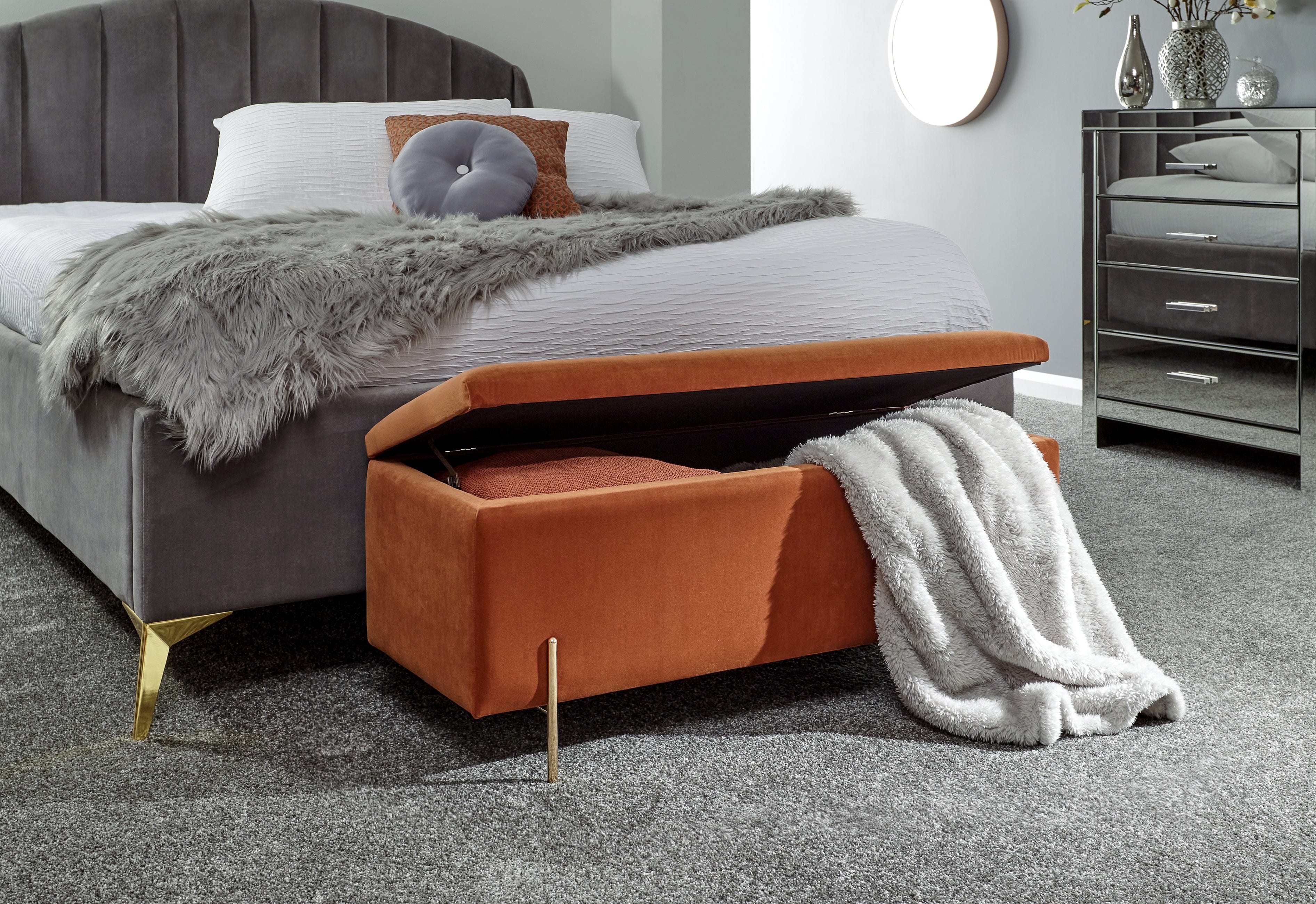 GFW Storage Ottoman Mystica Ottoman Storage Bench Russet Bed Kings