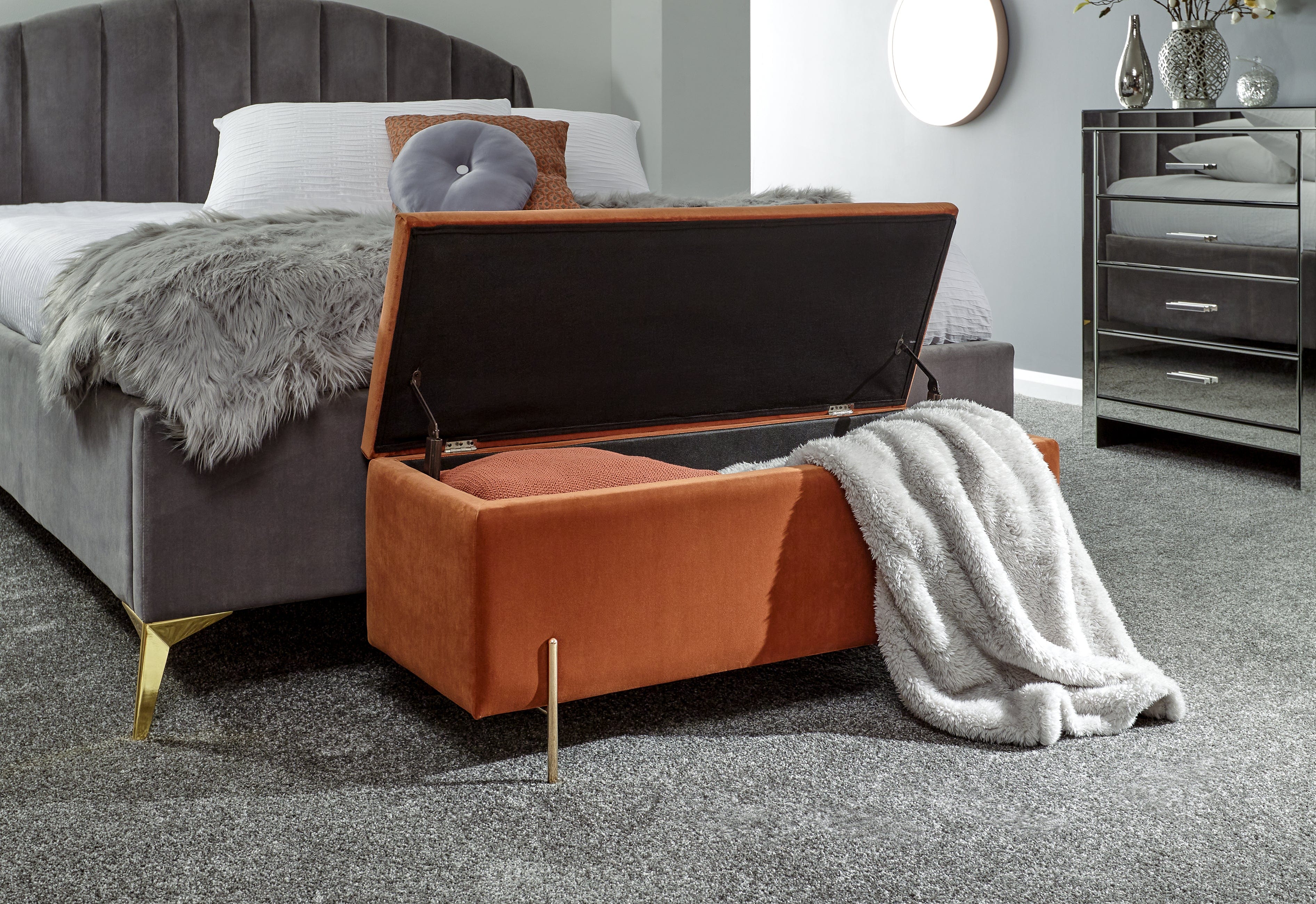 GFW Storage Ottoman Mystica Ottoman Storage Bench Russet Bed Kings