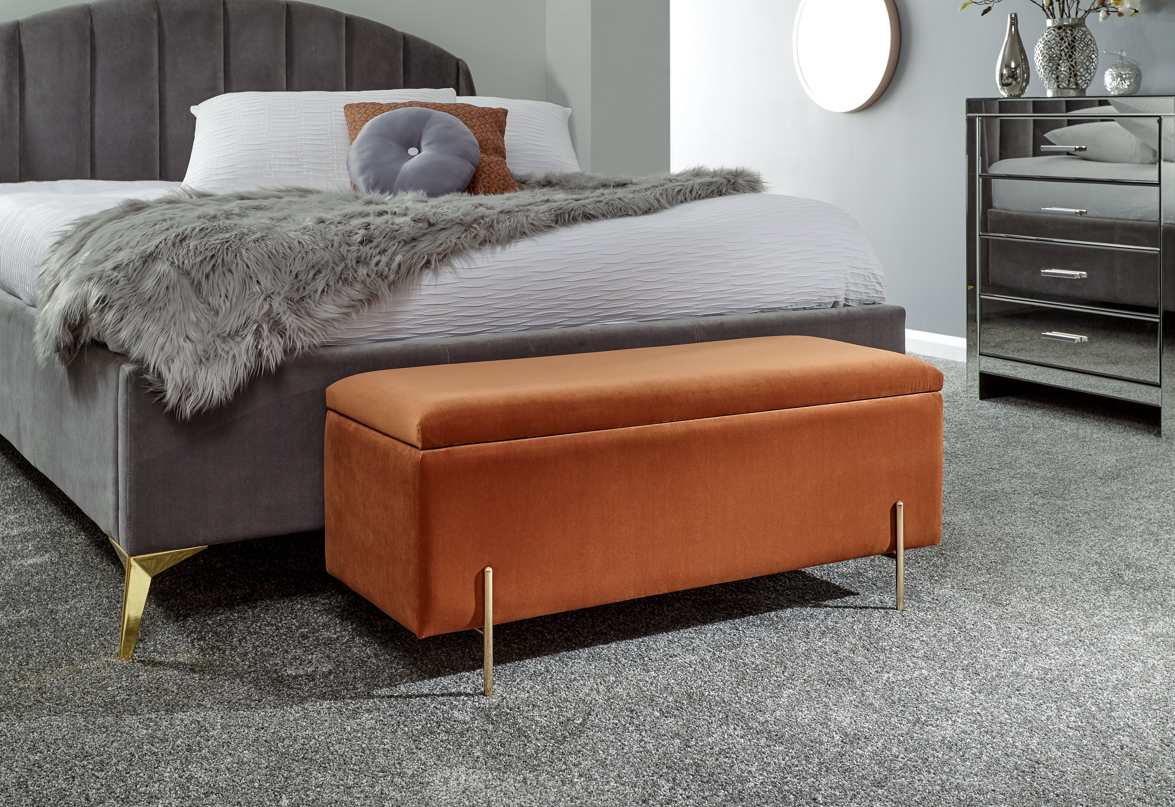 GFW Storage Ottoman Mystica Ottoman Storage Bench Russet Bed Kings