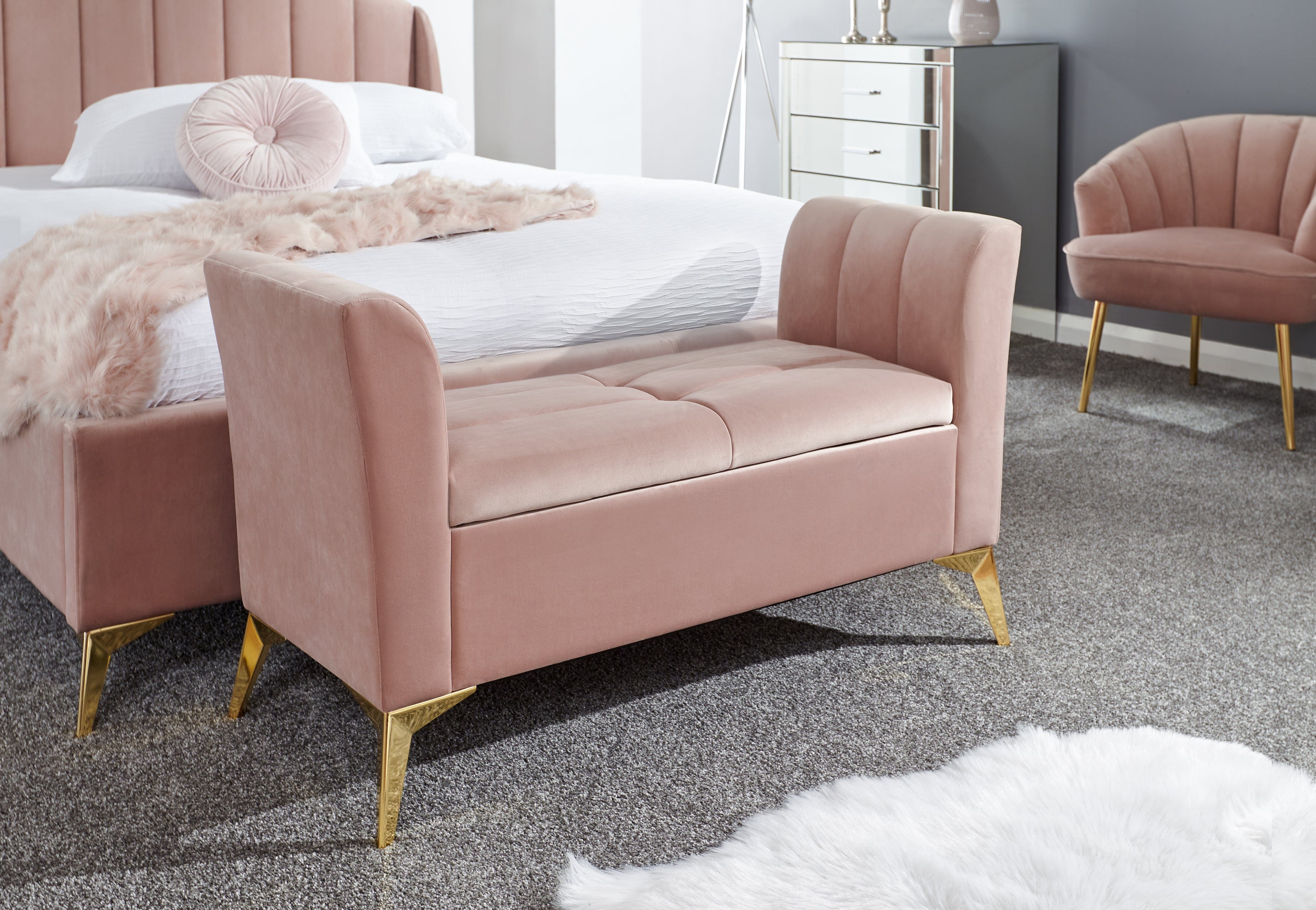 GFW Storage Ottoman Pettine Ottoman Storage Bench Blush Pink Bed Kings