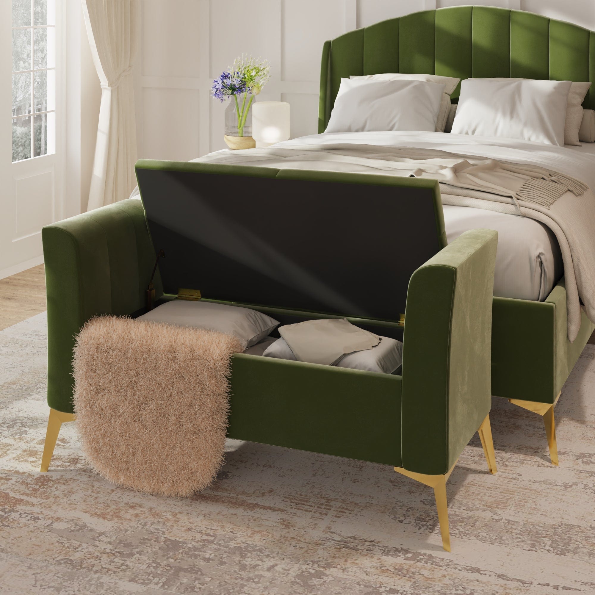 GFW Storage Ottoman Pettine Ottoman Storage Bench Green Bed Kings