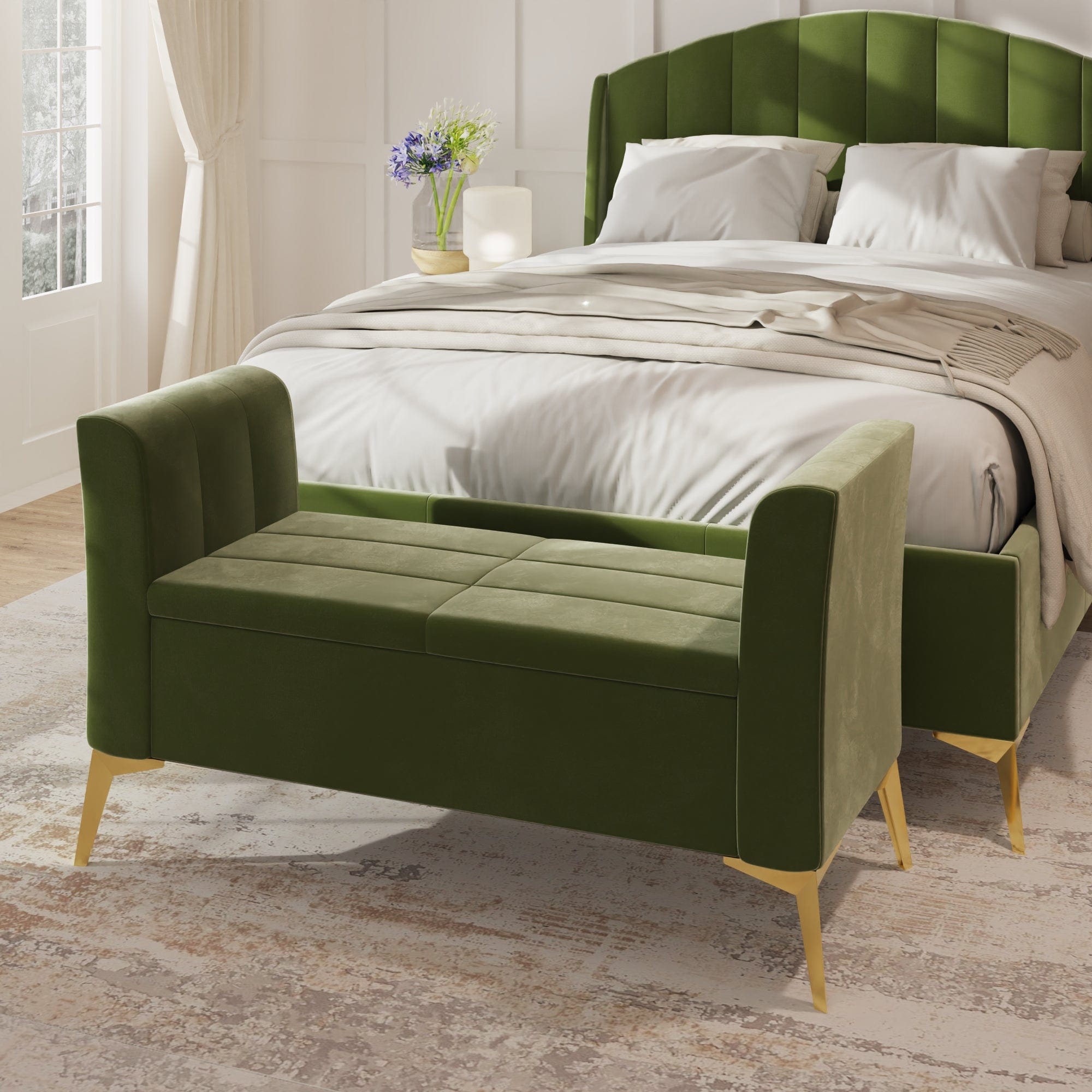 GFW Storage Ottoman Pettine Ottoman Storage Bench Green Bed Kings