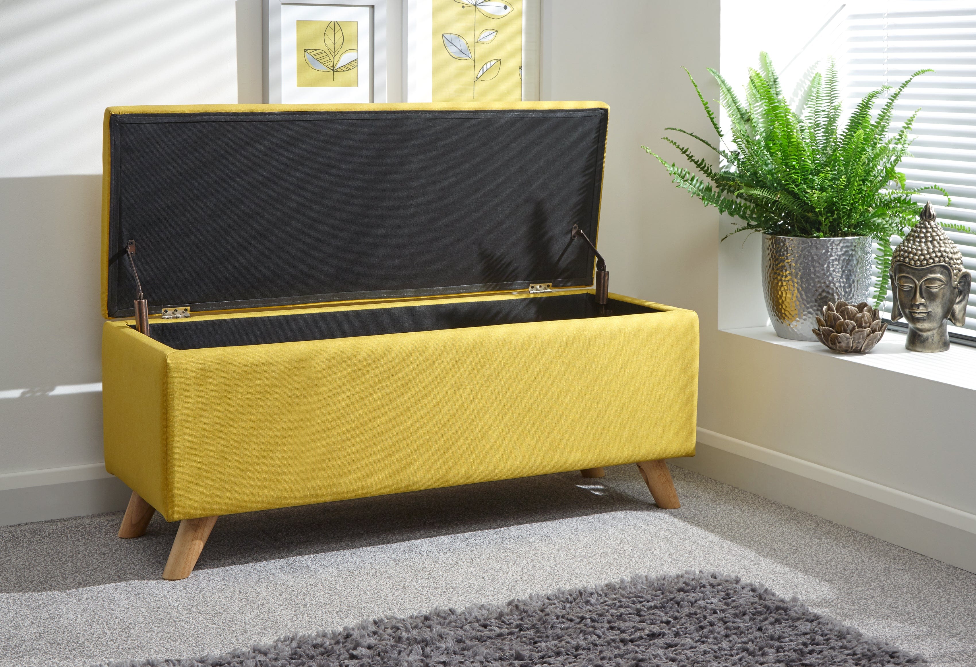 GFW Storage Ottoman Secreto Ottoman Mustard Bed Kings