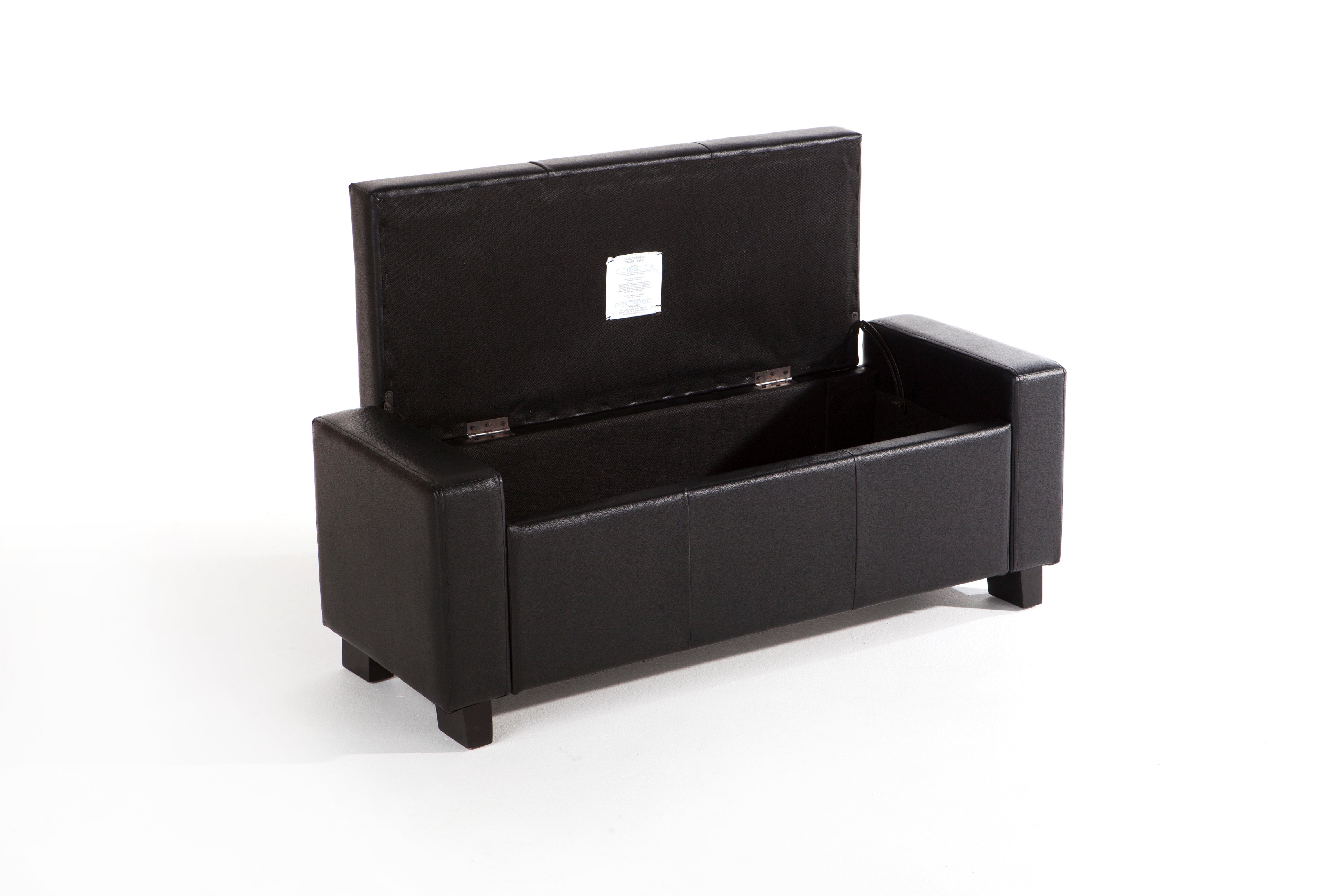 GFW Storage Ottoman Verona Ottoman Bench Black  Pu Bed Kings