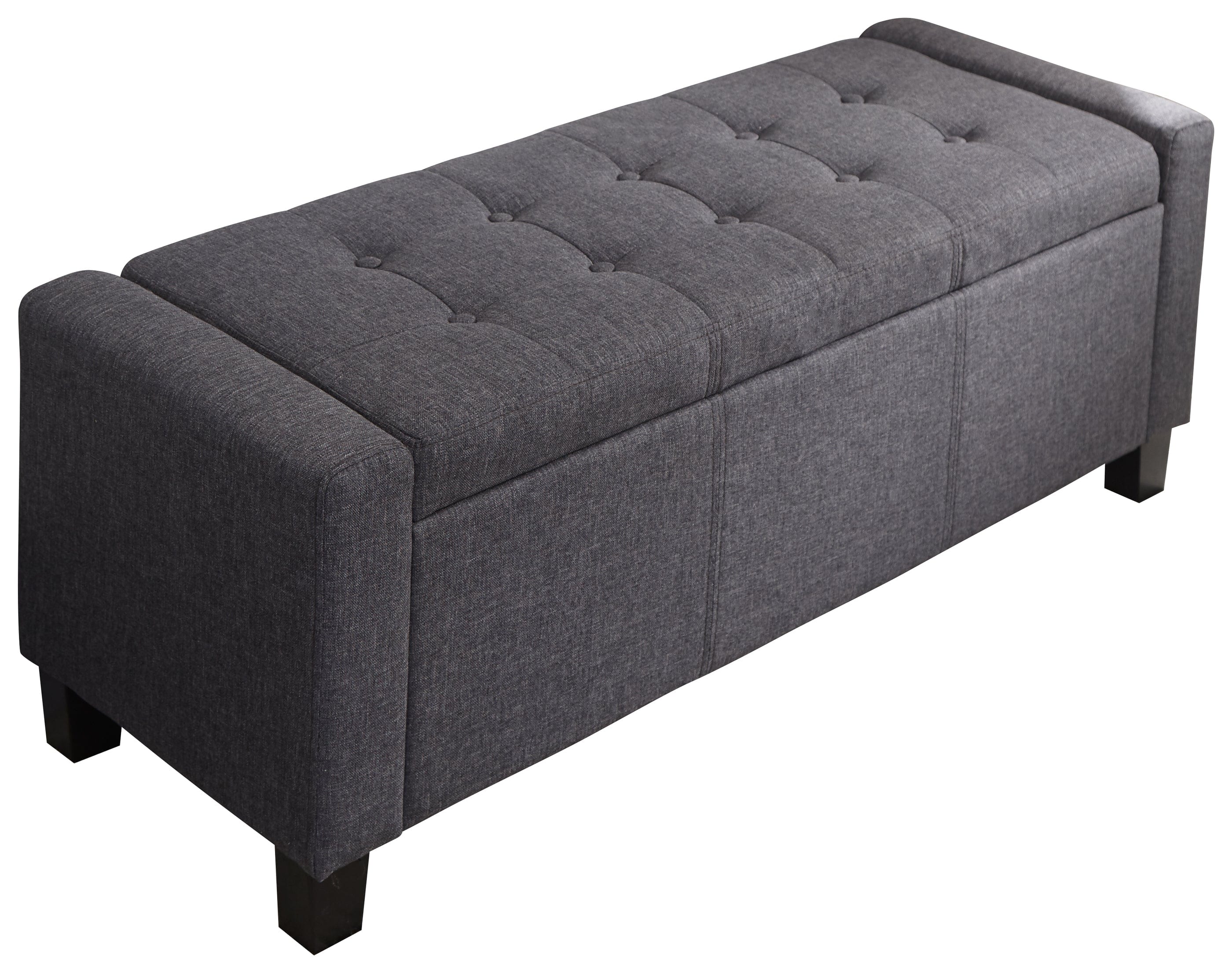 GFW Storage Ottoman Verona Ottoman Bench Charcoal Grey Fabric Bed Kings