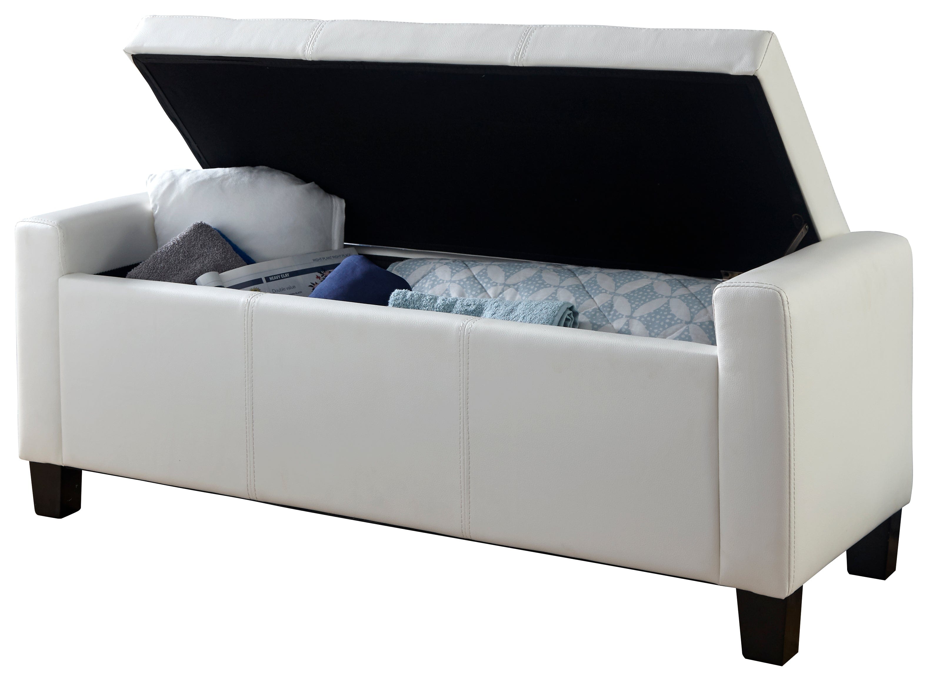 GFW Storage Ottoman Verona Ottoman Bench White Pu Bed Kings