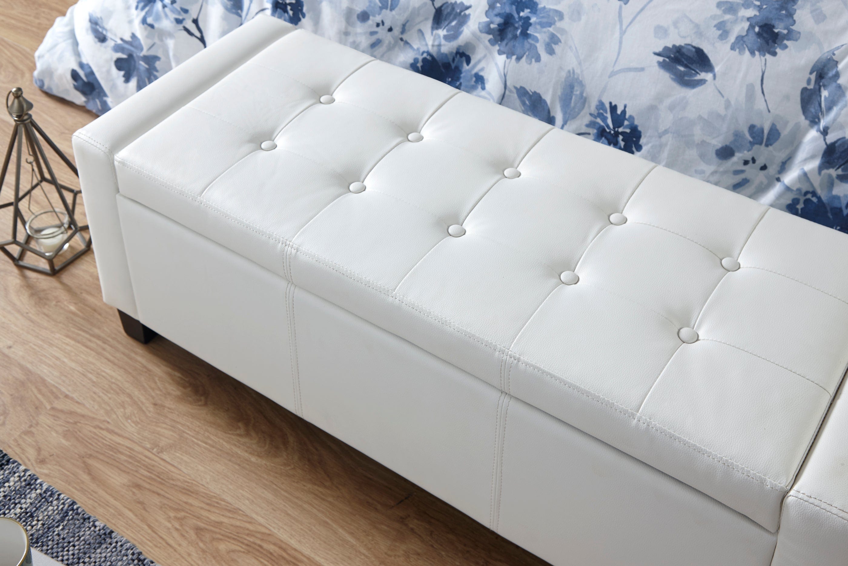 GFW Storage Ottoman Verona Ottoman Bench White Pu Bed Kings