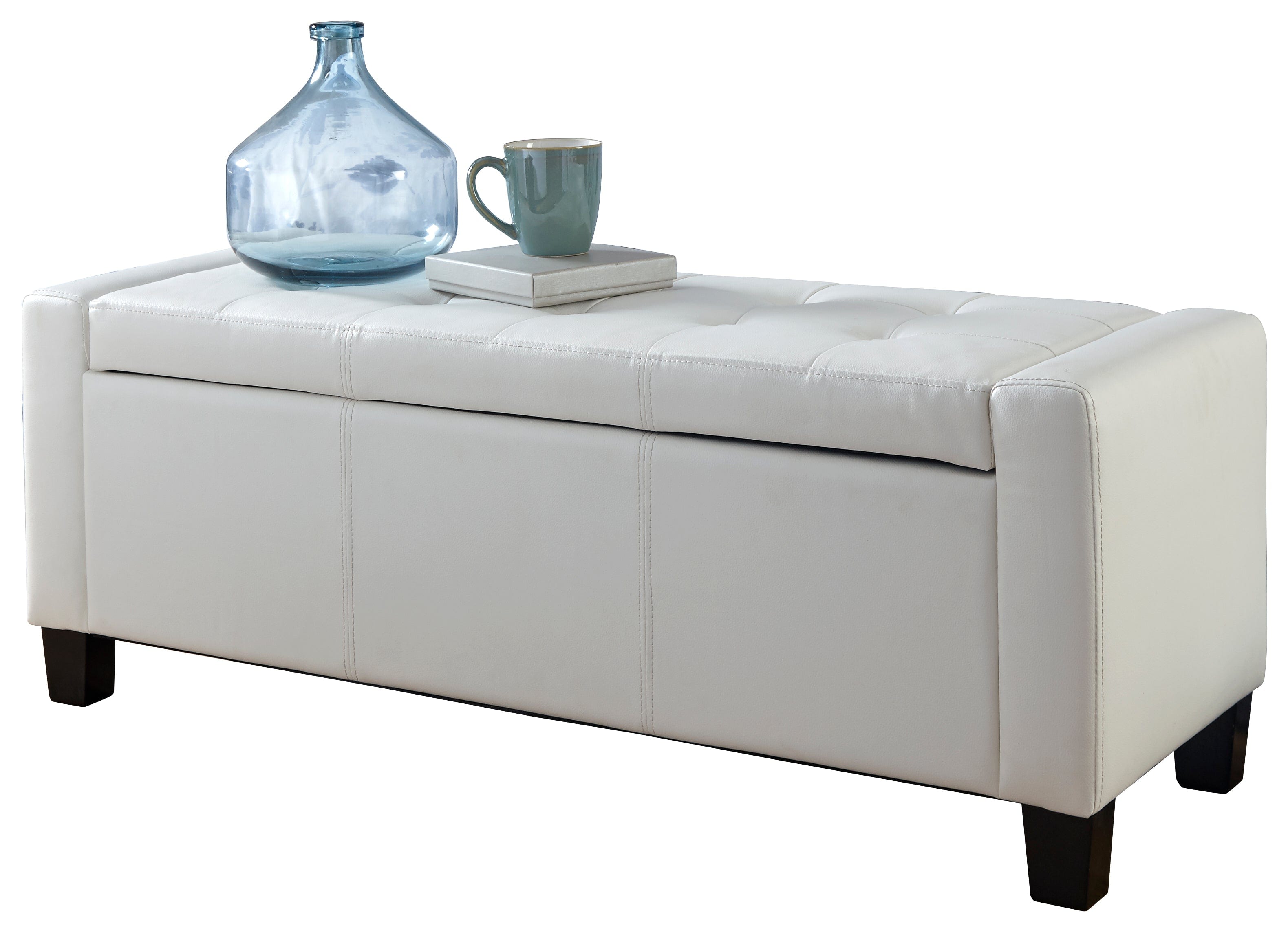 GFW Storage Ottoman Verona Ottoman Bench White Pu Bed Kings