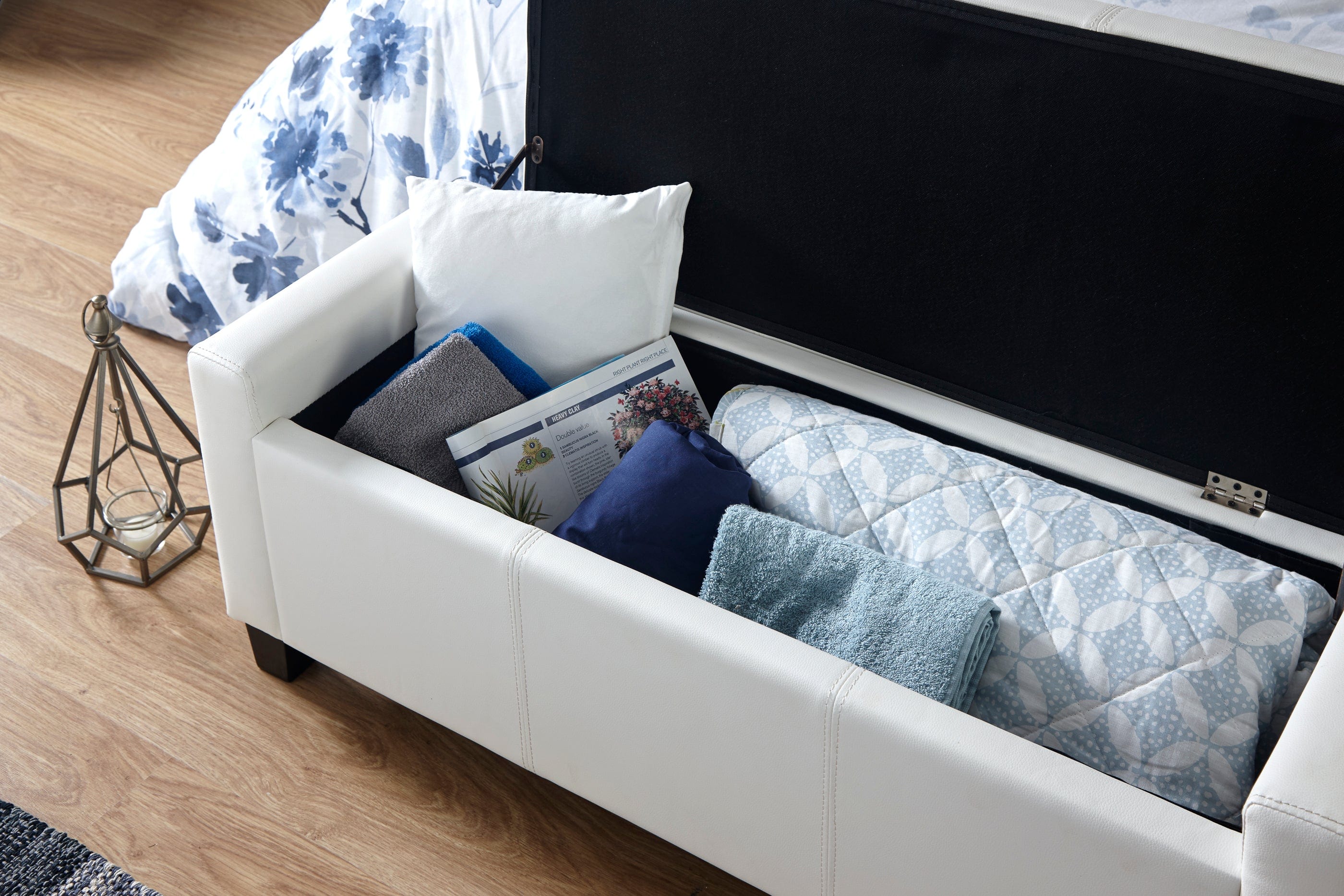 GFW Storage Ottoman Verona Ottoman Bench White Pu Bed Kings