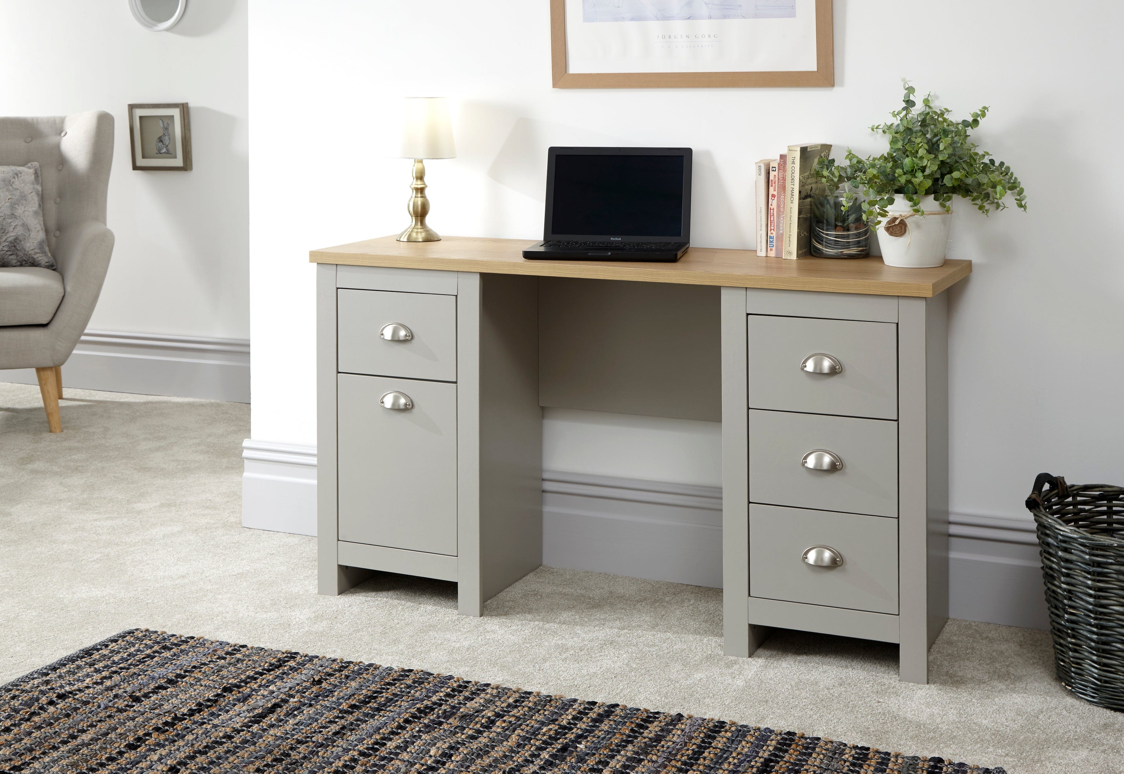 GFW Study Desk Lancaster Study Desk Grey Bed Kings