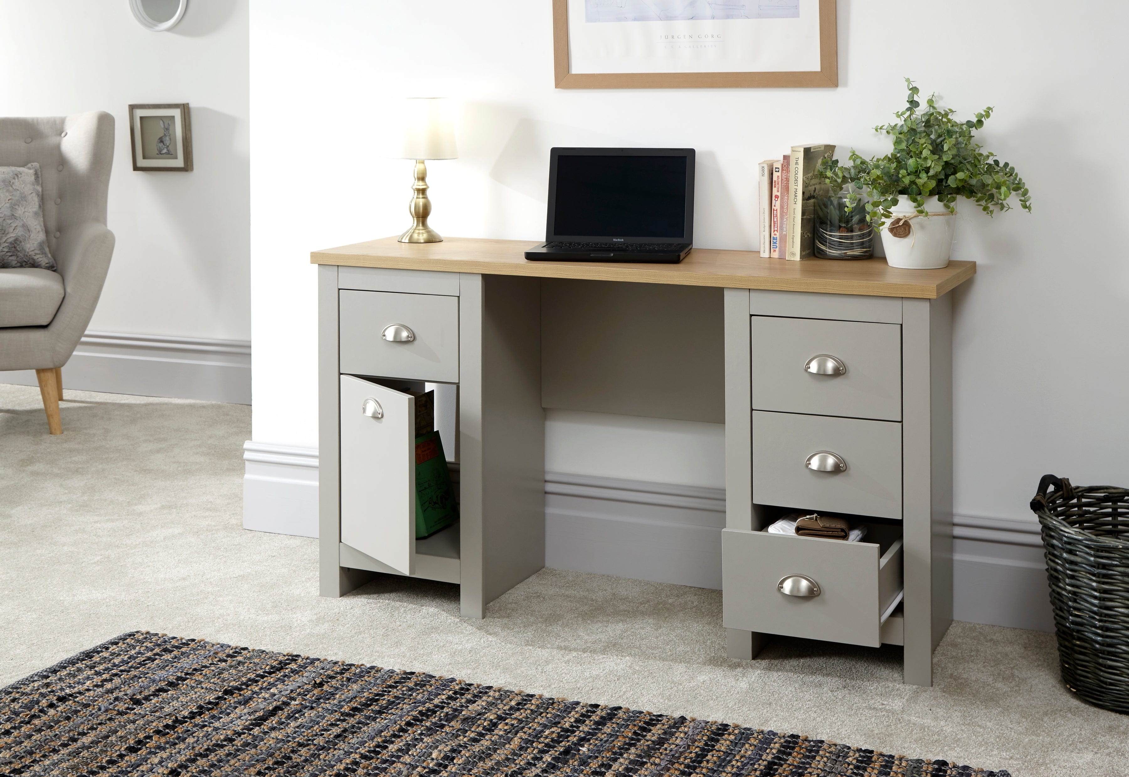 GFW Study Desk Lancaster Study Desk Grey Bed Kings