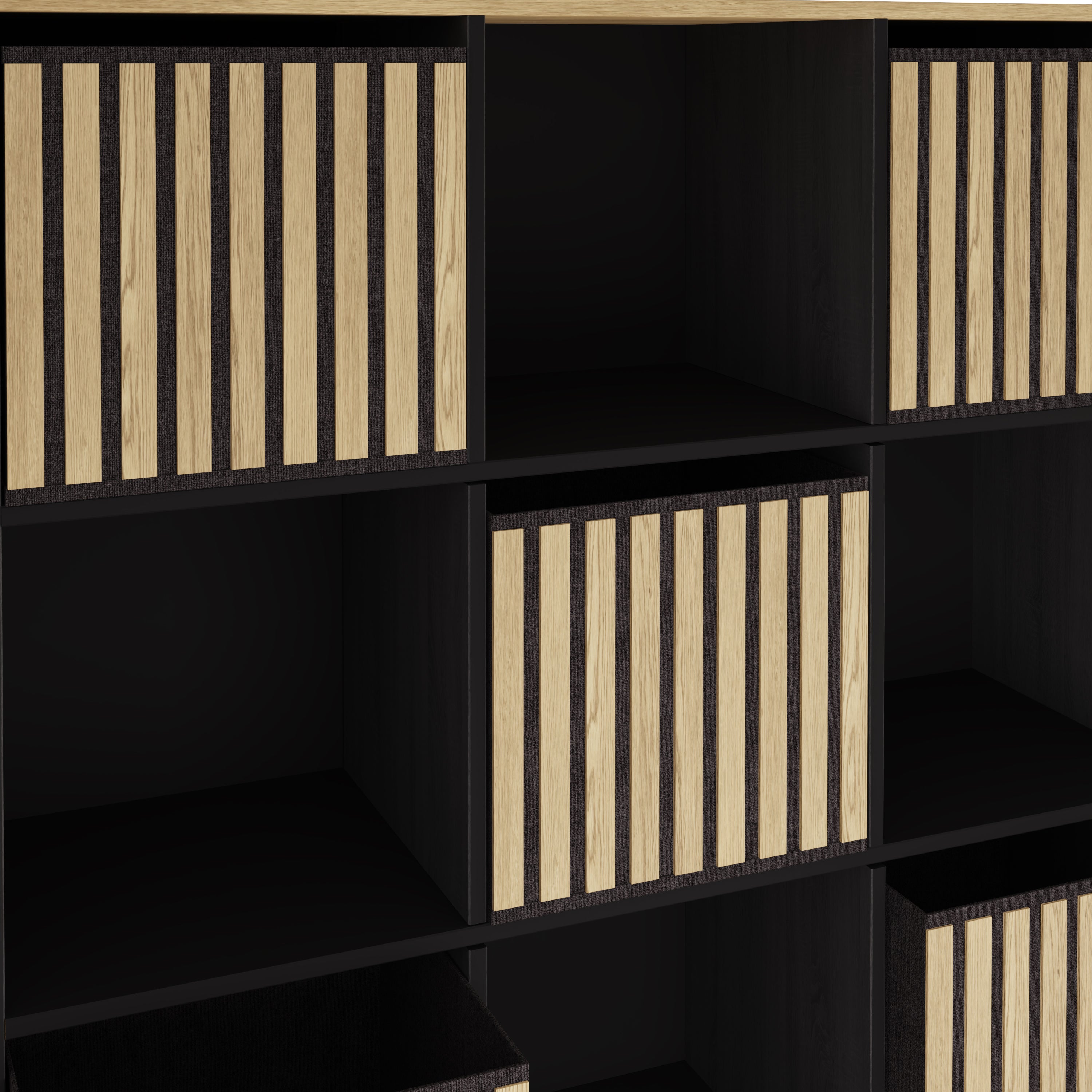 Kube 3X3 Storage Kube Black/Medium Oak