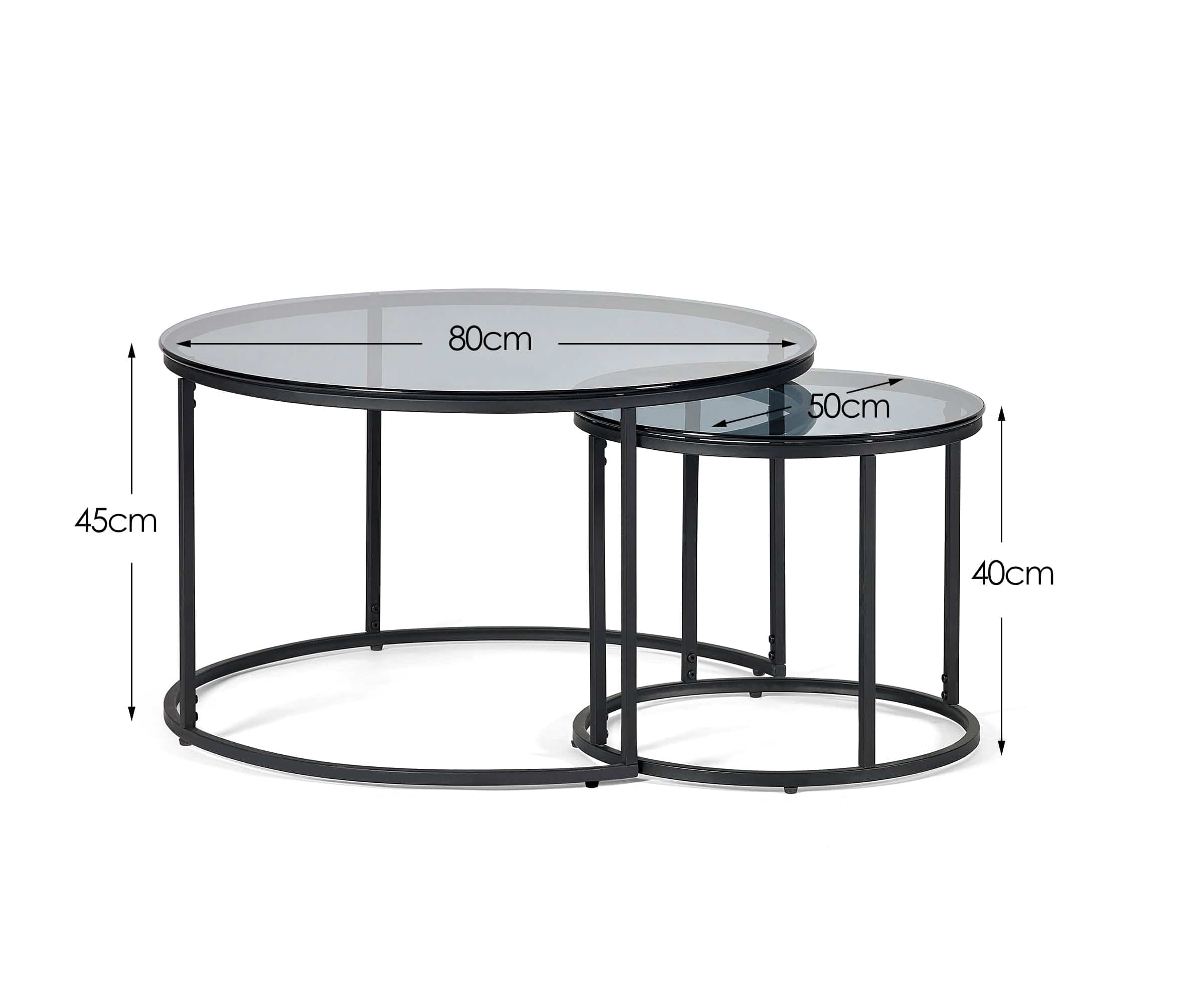 Chicago Round Nesting Coffee Tables Smoked Glass